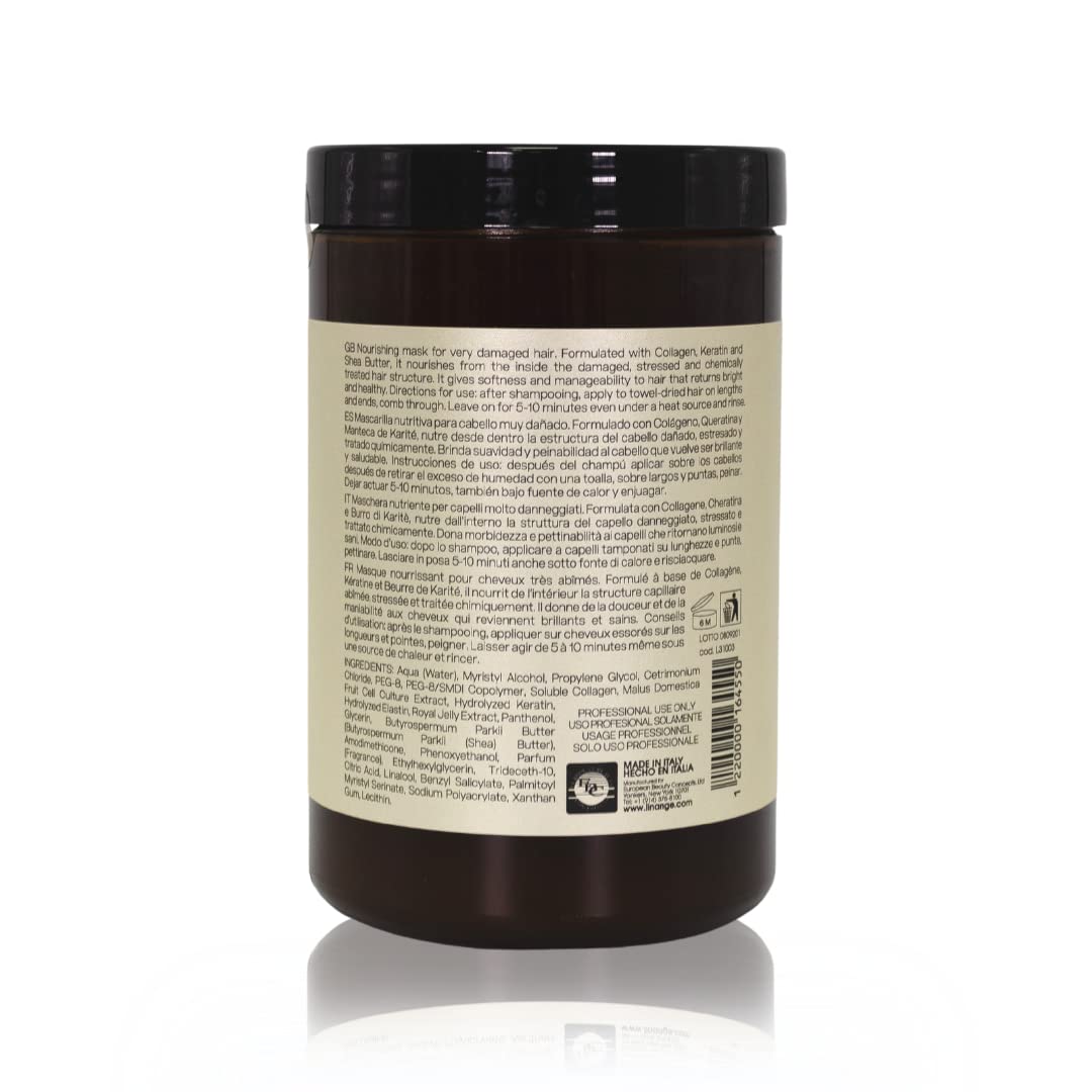 LINANGE Emergency Reconstruction Mask for Very Damaged Hair - Deep Repair & Nourishment (1000ml / 33.8 oz)