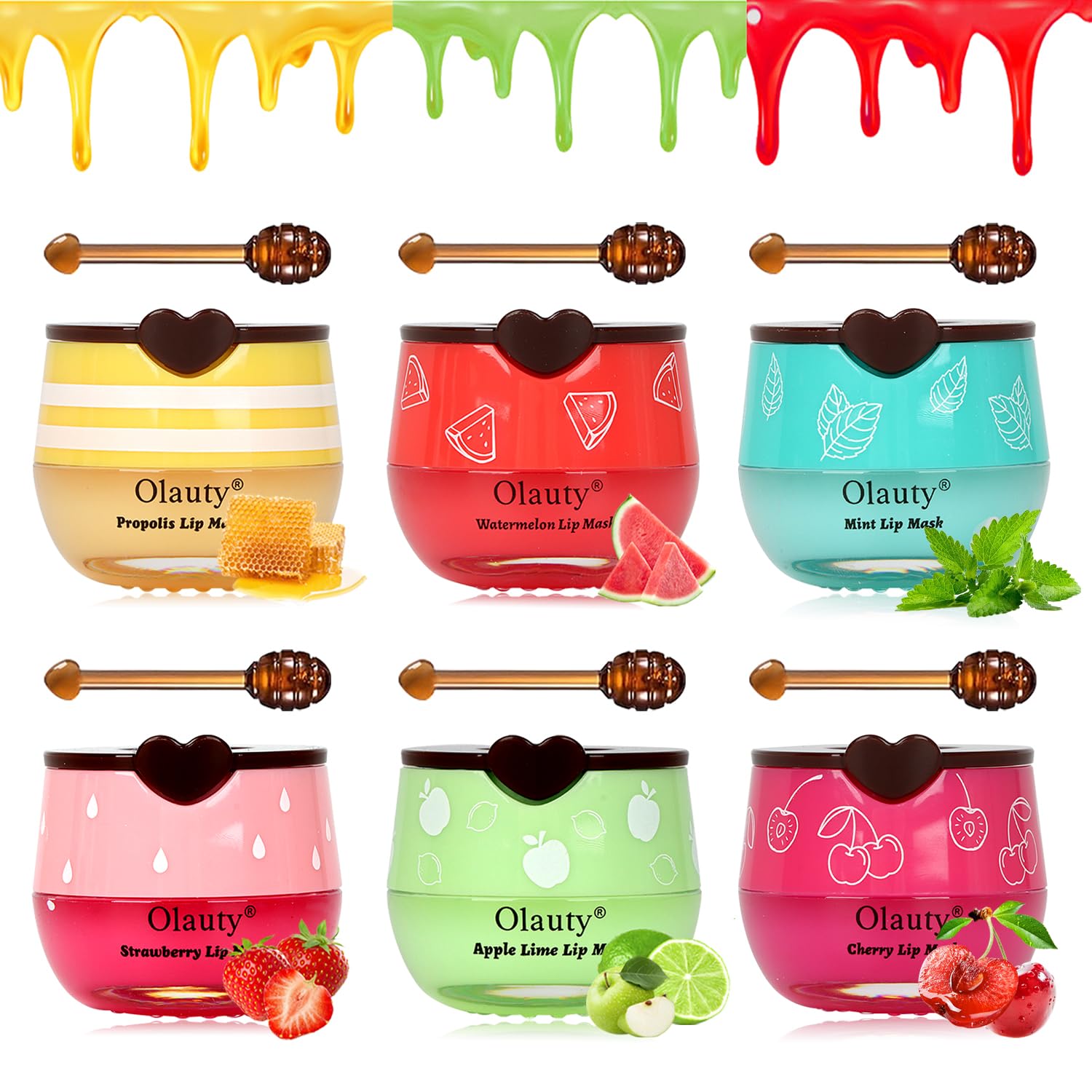Lingyun 6Pcs Bee Lip Balm Honey Pot – Lip Sleeping Mask with Propolis & Vitamin E | Gifts