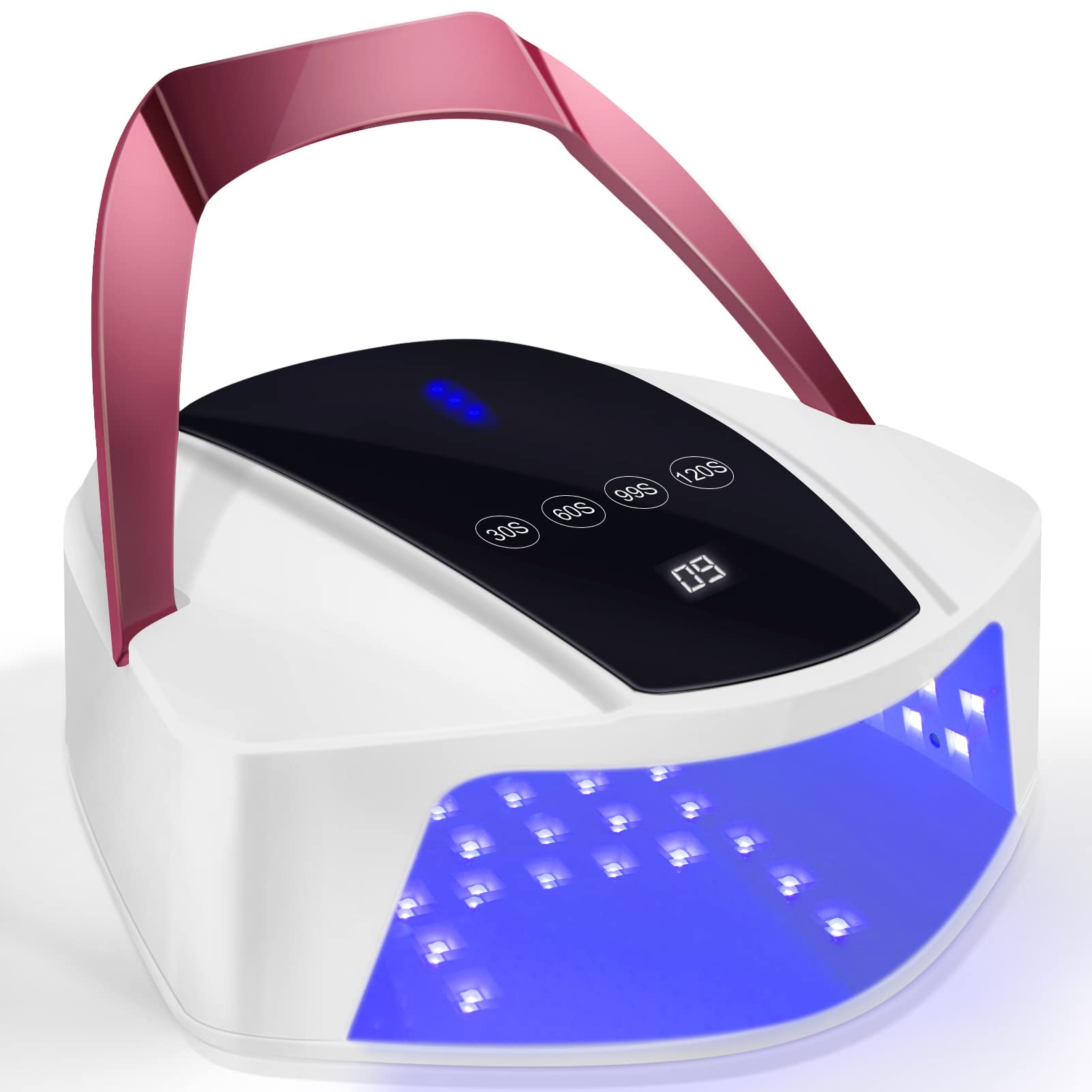 Linssy 96W Rechargeable UV Nail Lamp — Cordless LED with Handle, Infrared Sensor, 4 Timers (White)