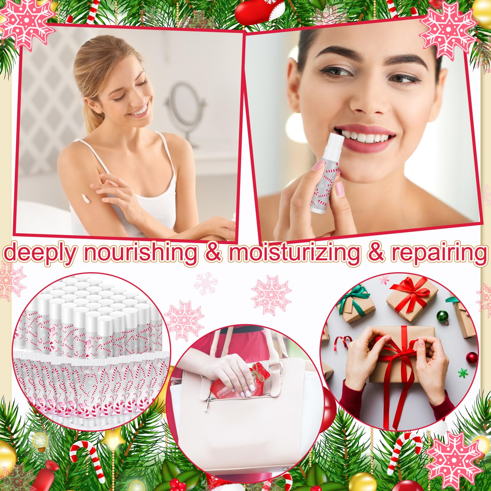 Linyuthia 48-Set Candy Cane Hand Cream & Lip Balm Gift Set