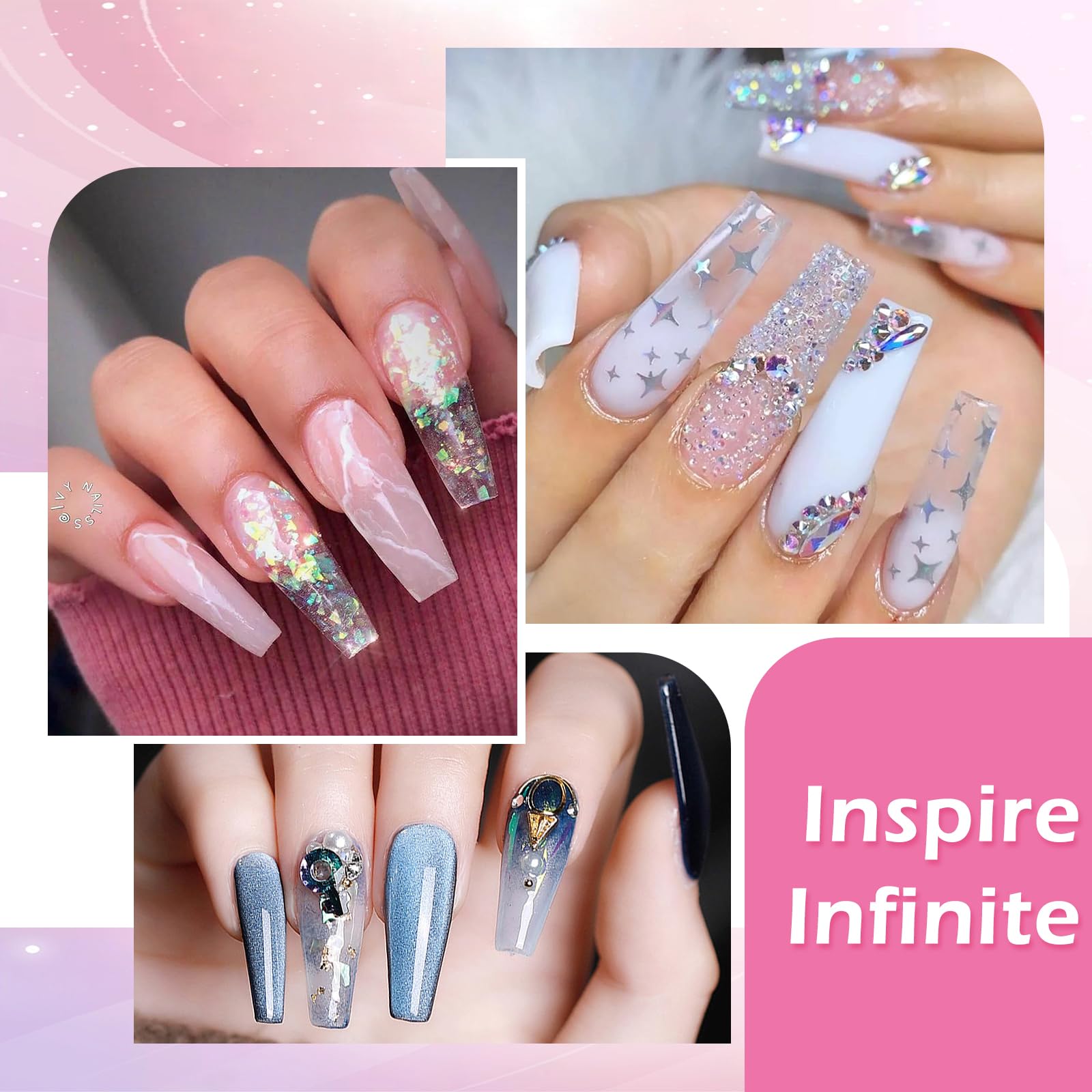LIONVISION Practice Hand for Acrylic Nails — Nail Training Kit with 12-Color Powder & Liquid