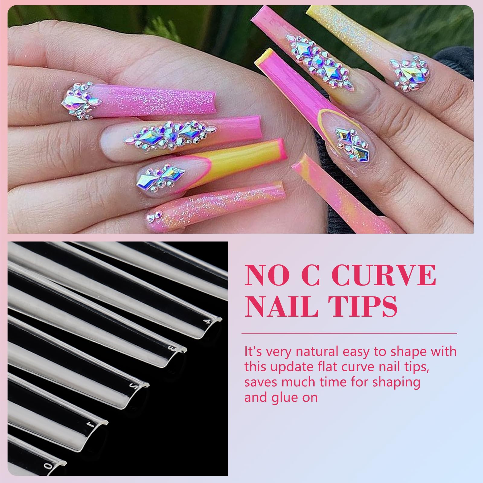 LIONVISON 3XL Coffin Nail Tips – 504 PCS, Extra Long Press-On Gel Nails for Home DIY