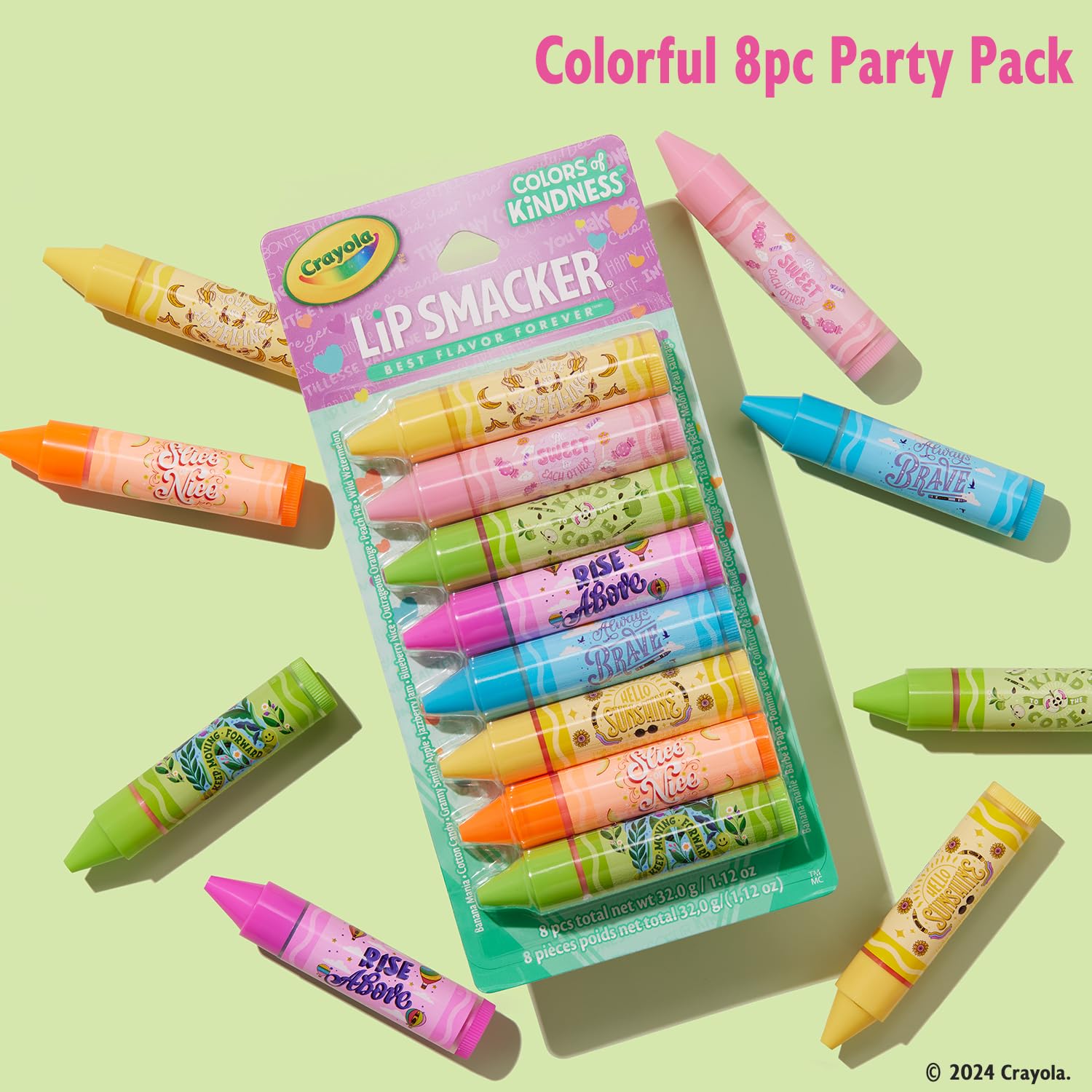Lip Smacker Crayola Party Pack - 8 Moisturizing Lip Balms for Hydration & Gloss