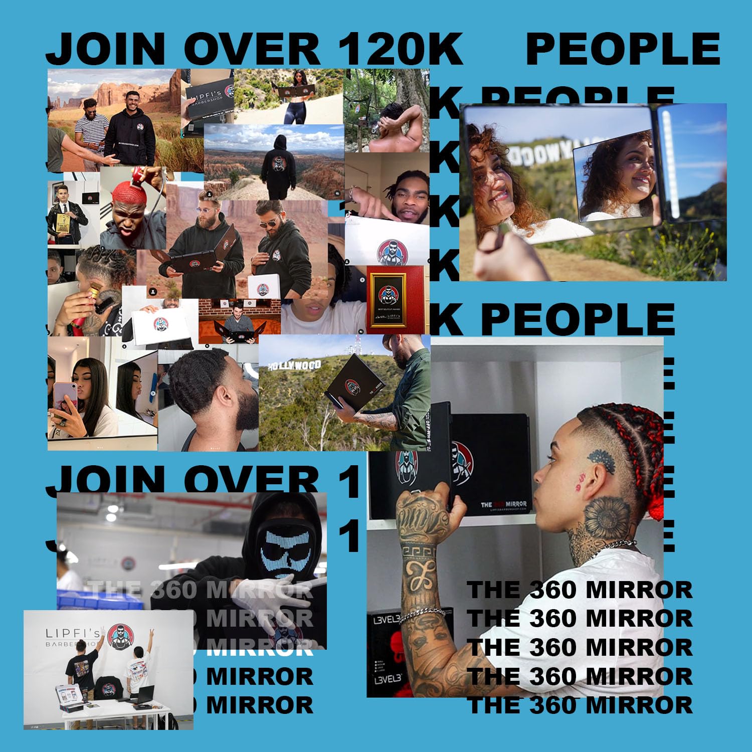 The 360 Mirror - 3 Way Self Haircut Mirror with LED | Tri-Fold Barber Mirror by LipfisBarbershop.com