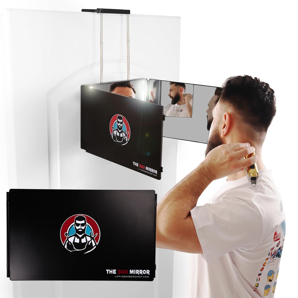 The 360 Mirror - 3 Way Self Haircut Mirror with LED | Tri-Fold Barber Mirror by LipfisBarbershop.com