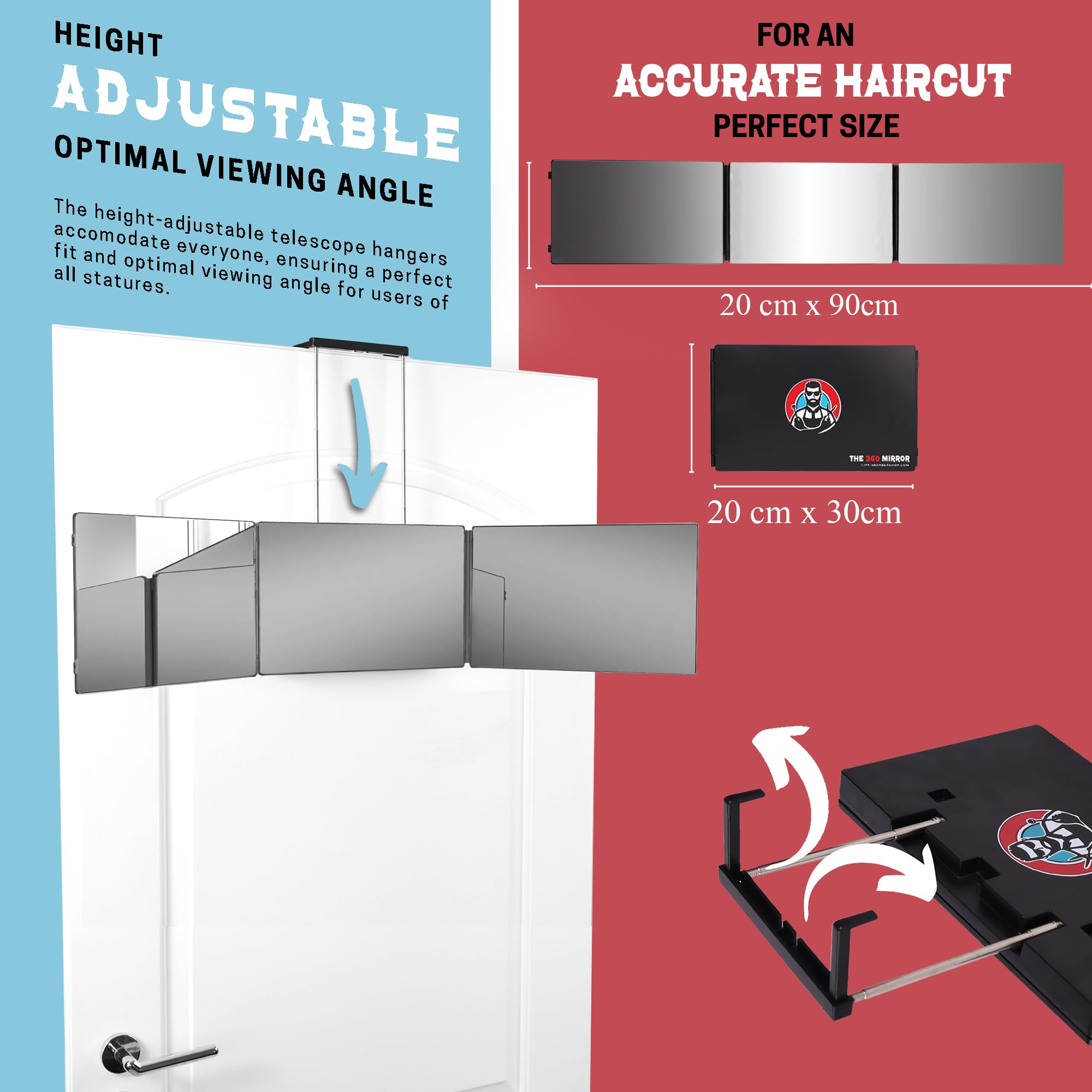 LIPFISBARBERSHOP.COM | The 360 Mirror – 3-Way Self Haircut Mirror, Tri-Fold Adjustable Barbershop Tool