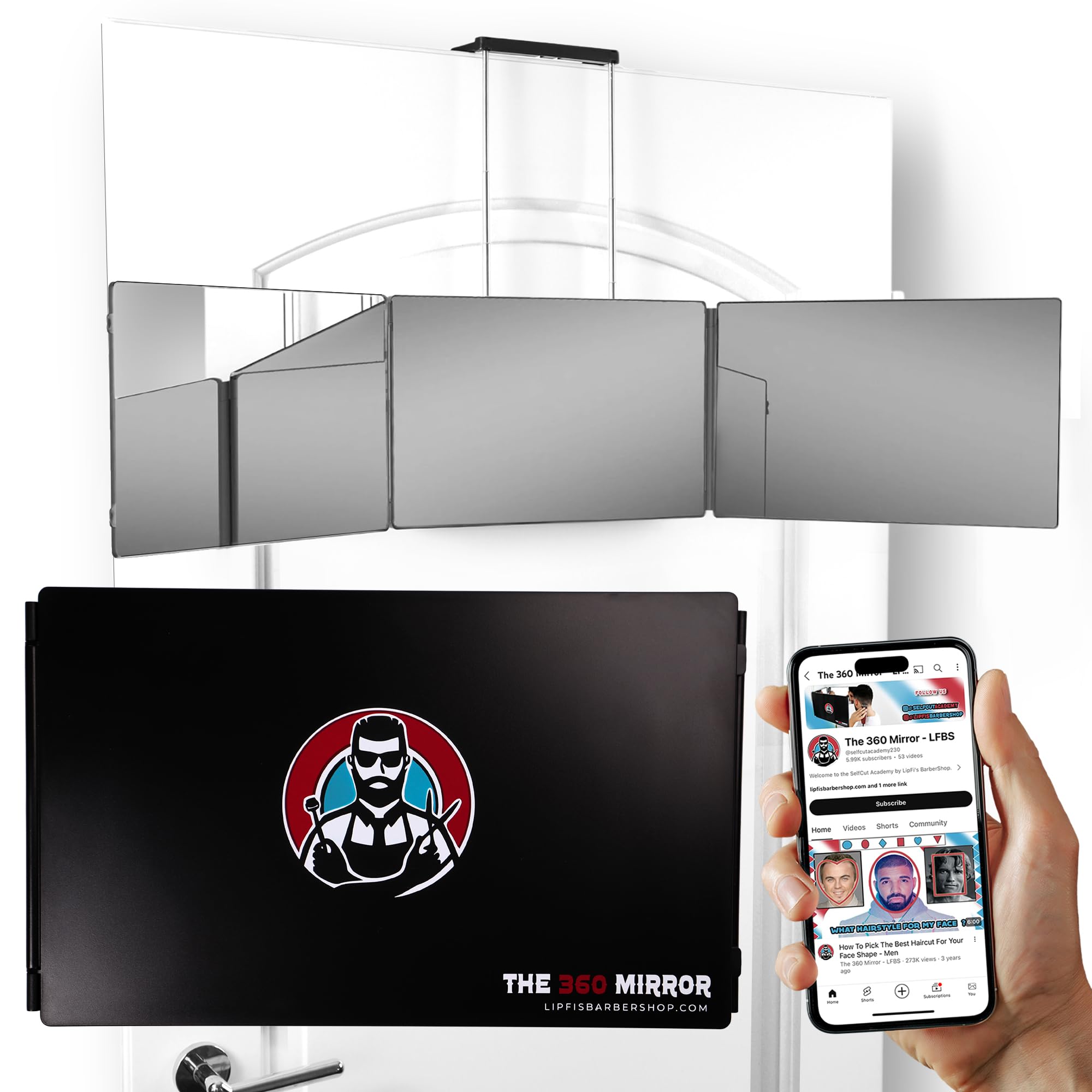 LIPFISBARBERSHOP.COM | The 360 Mirror – 3-Way Self Haircut Mirror, Tri-Fold Adjustable Barbershop Tool