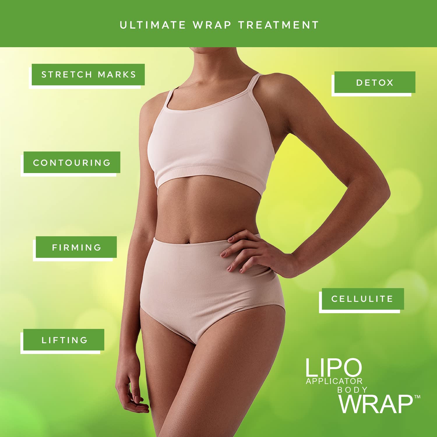Ultimate Lipo Body Wrap with Guarana, Green Tea & Seaweed | 5 Wraps by Lipo Applicator
