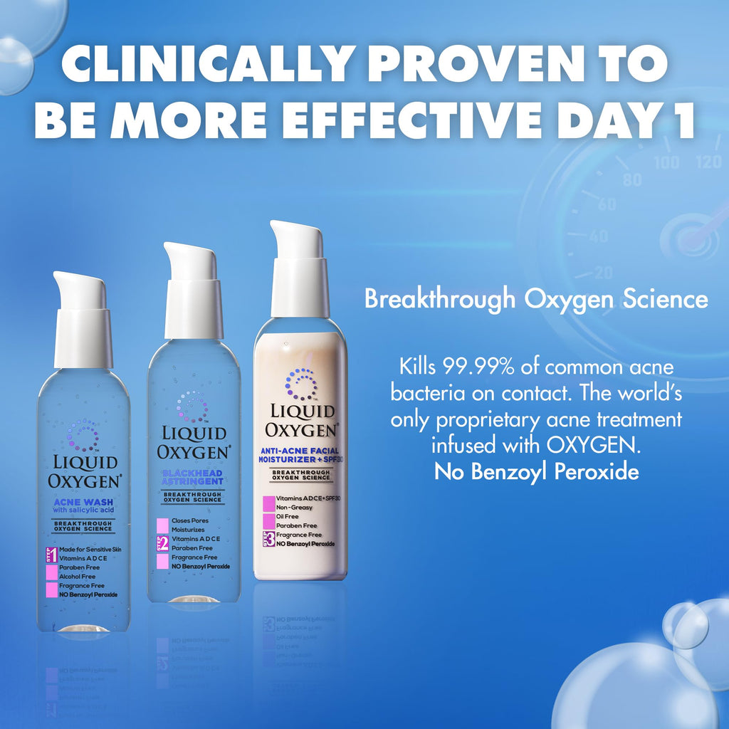 Liquid Oxygen Acne System – Oxygen-Infused 3-Step Acne Treatment for Clearer Skin