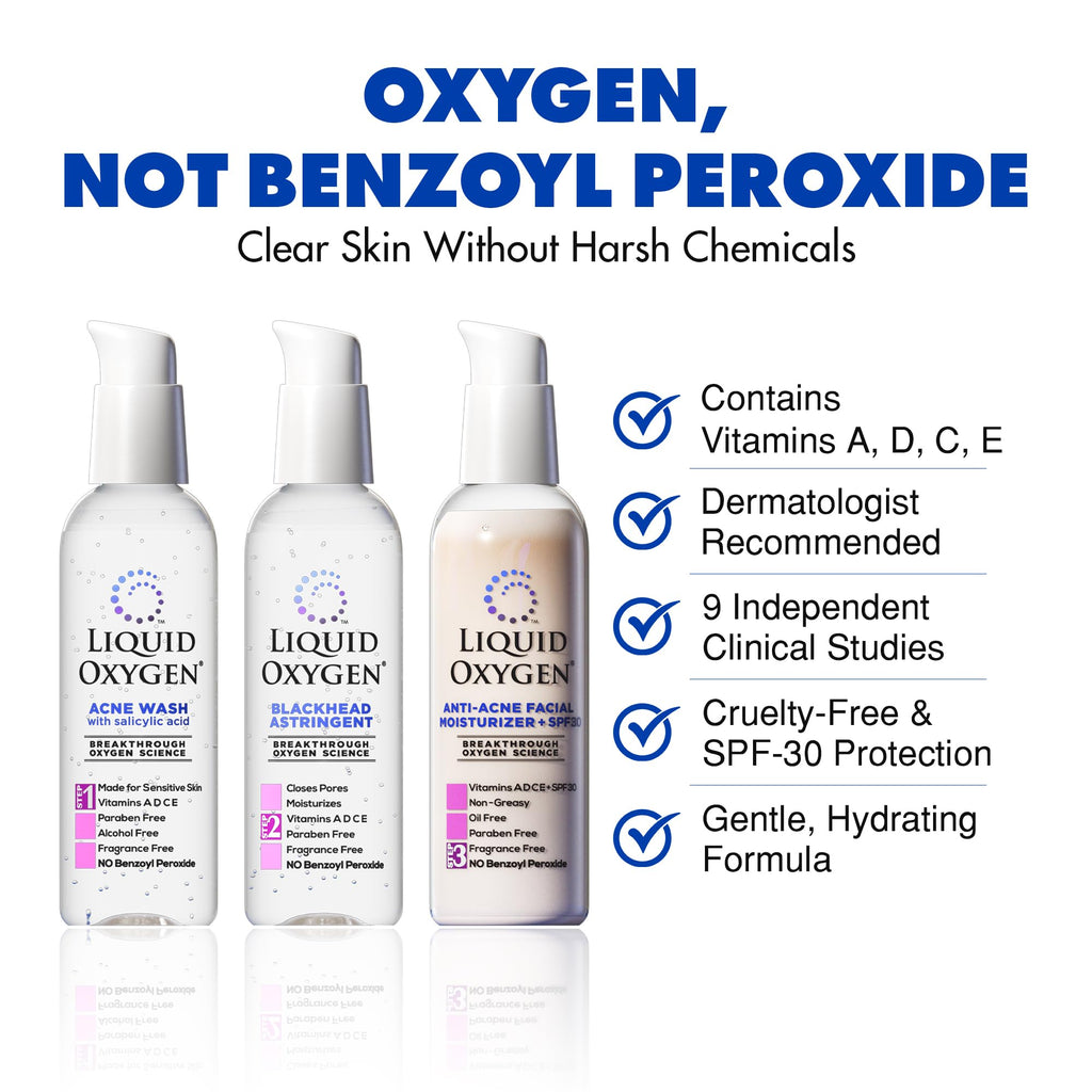 Liquid Oxygen Acne System – Oxygen-Infused 3-Step Acne Treatment for Clearer Skin