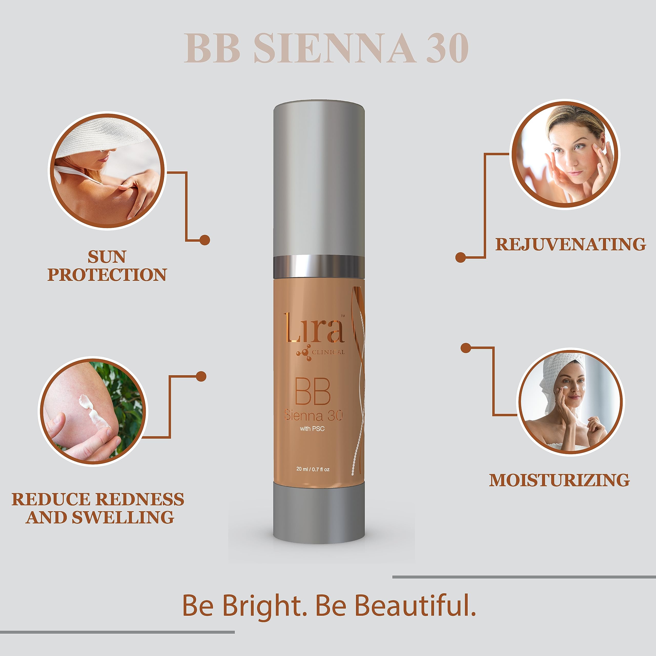 Lira Clinical BB Cream SPF 30 | Full Coverage Tint in Sienna 30