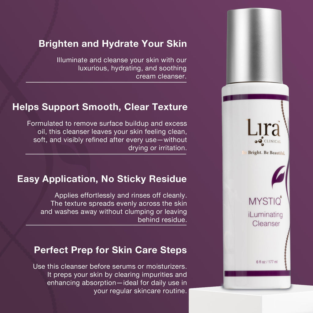 Lira Clinical MYSTIQ iLuminating Cleanser — Gentle Moisturizing Face Wash with Vitamin C & Orange Plant Stem Cells