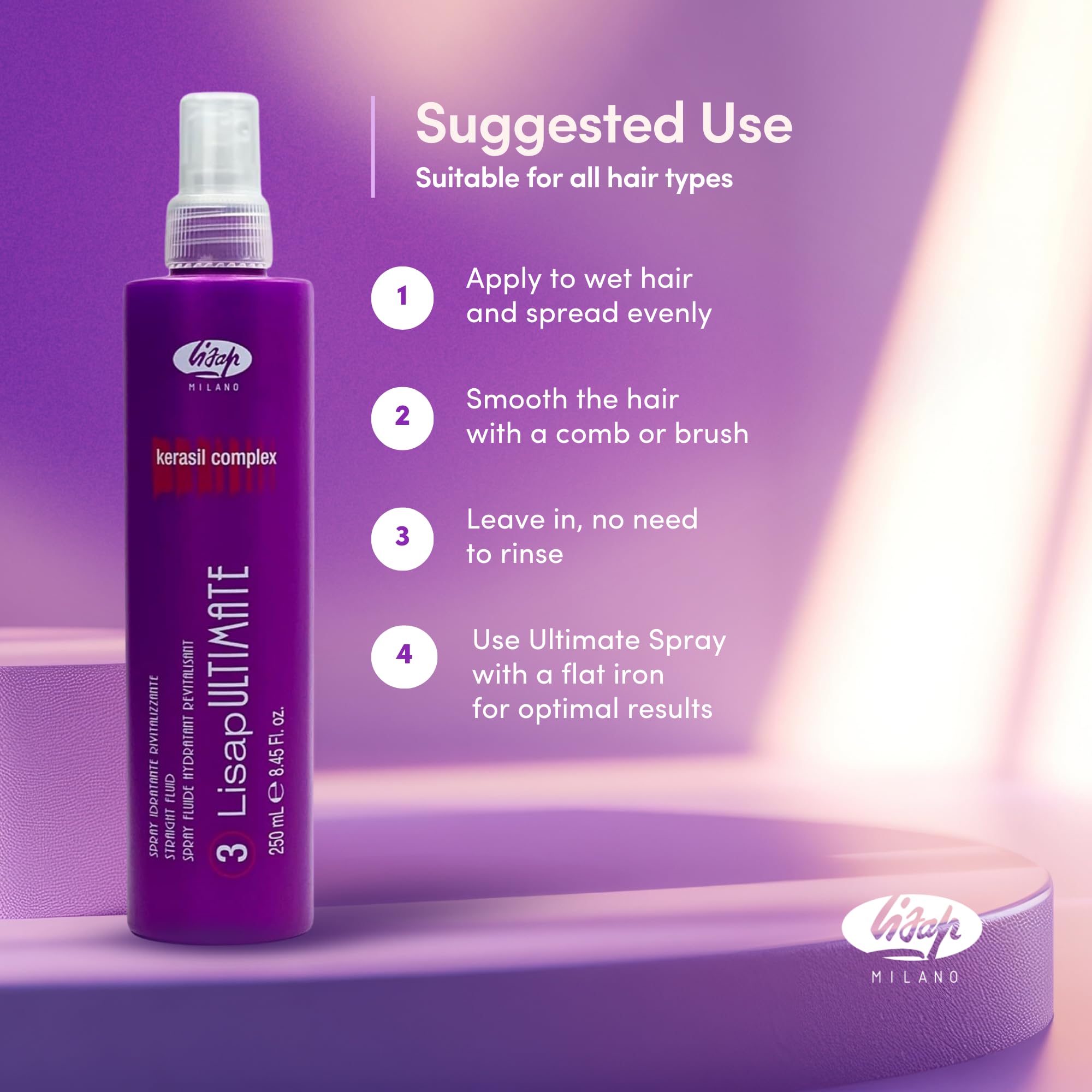 Lisap Heat Protectant for Hair — Ultimate Straight Fluid, Anti-Frizz & Thermal Protection