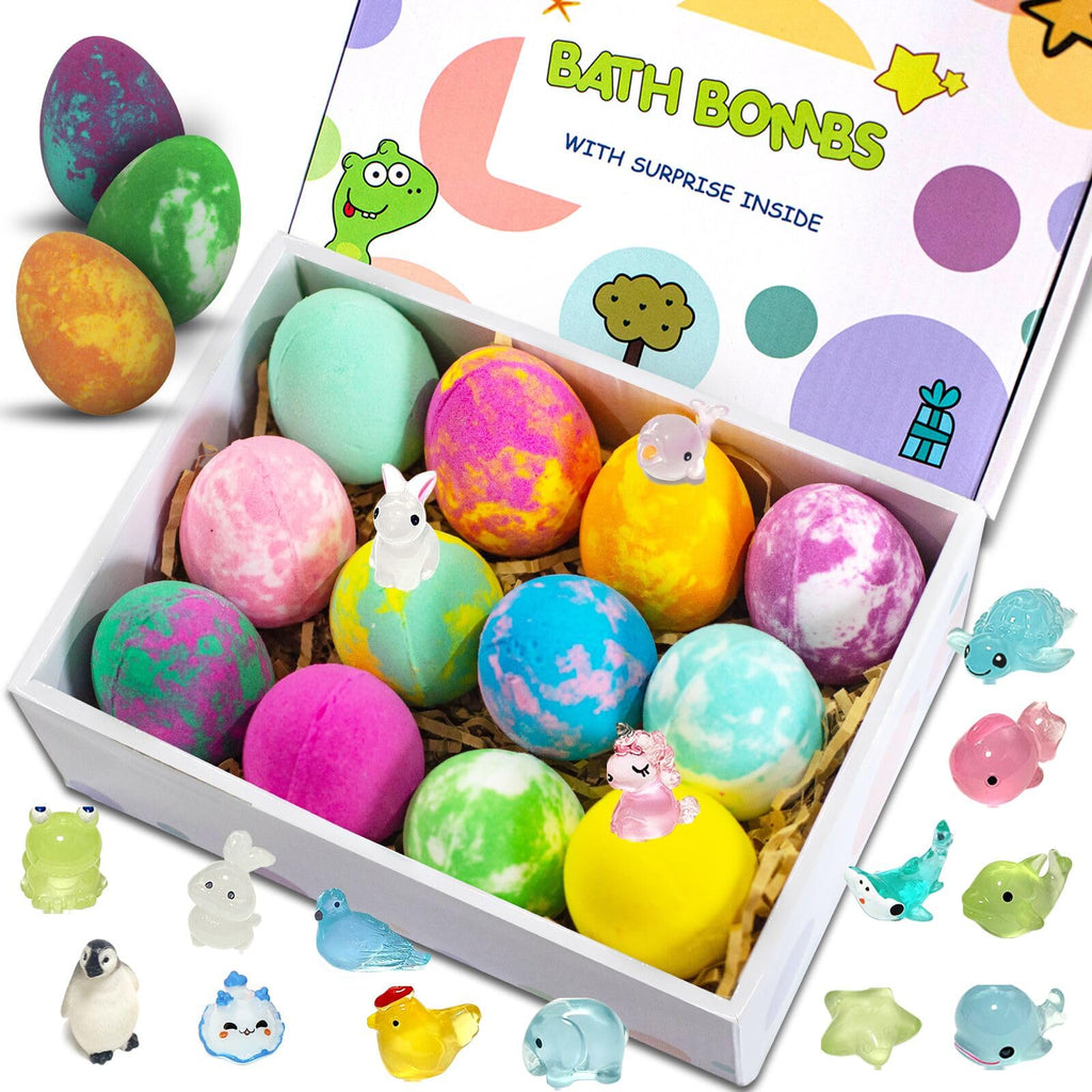 Lisotera Dino Egg Bath Bombs with Toys – 12Pcs Kids Gift Set