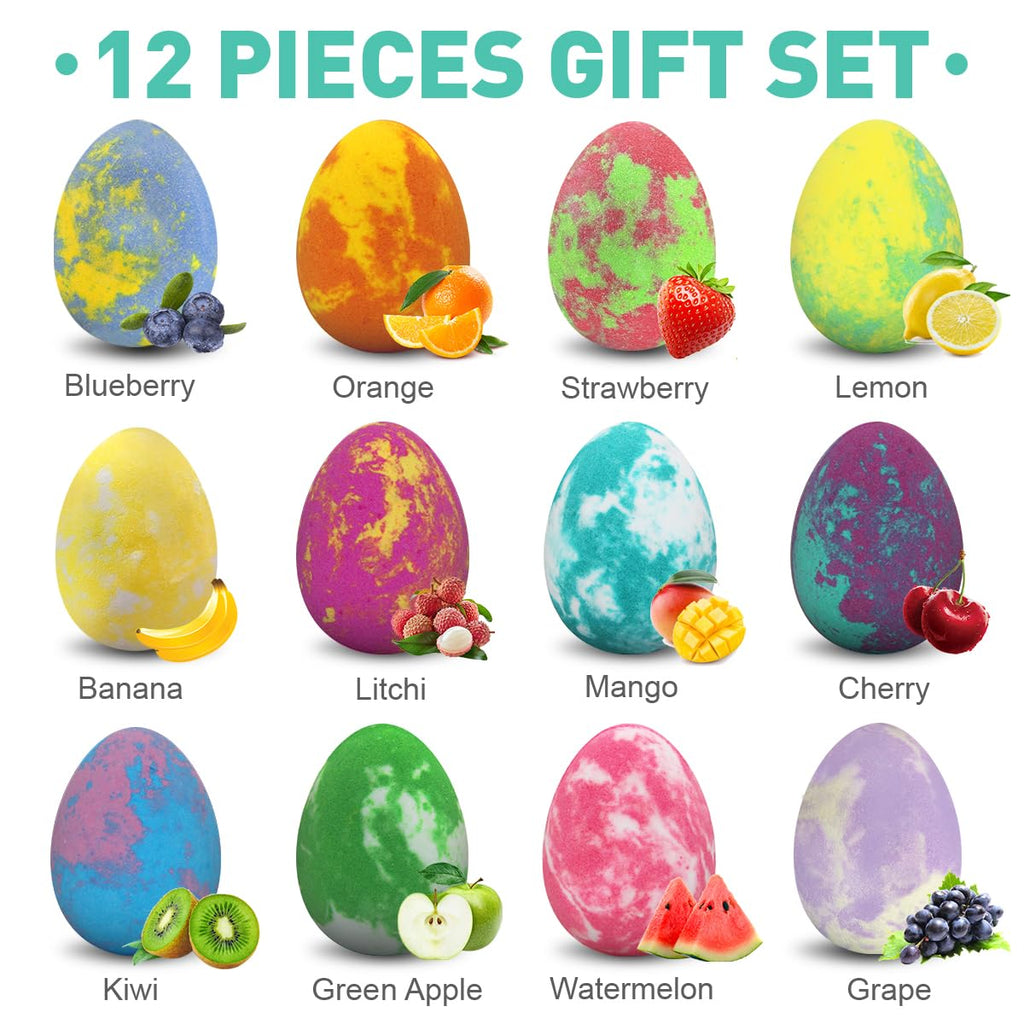 Lisotera Dino Egg Bath Bombs with Toys – 12Pcs Kids Gift Set