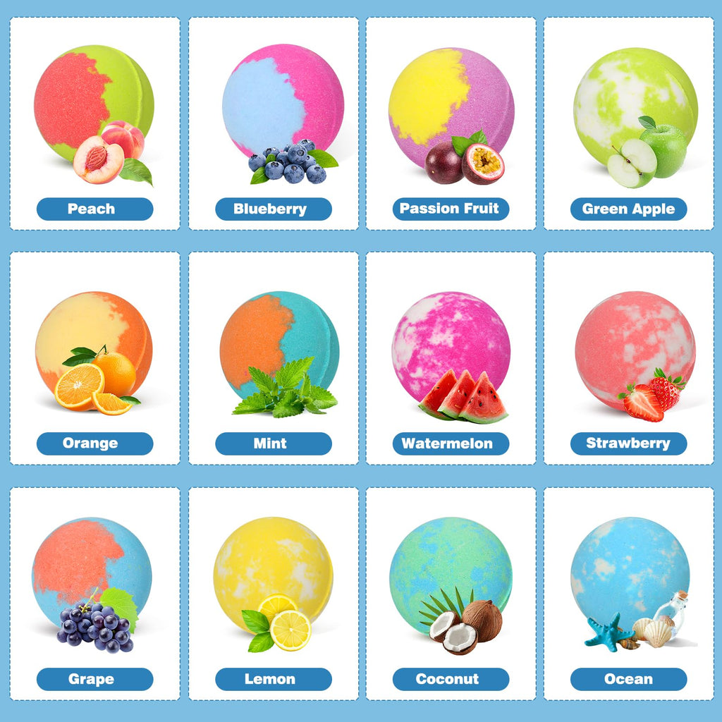 Lisotera Mermaid Bath Bombs for Kids - 12-Pack with Jewelry Surprise Inside
