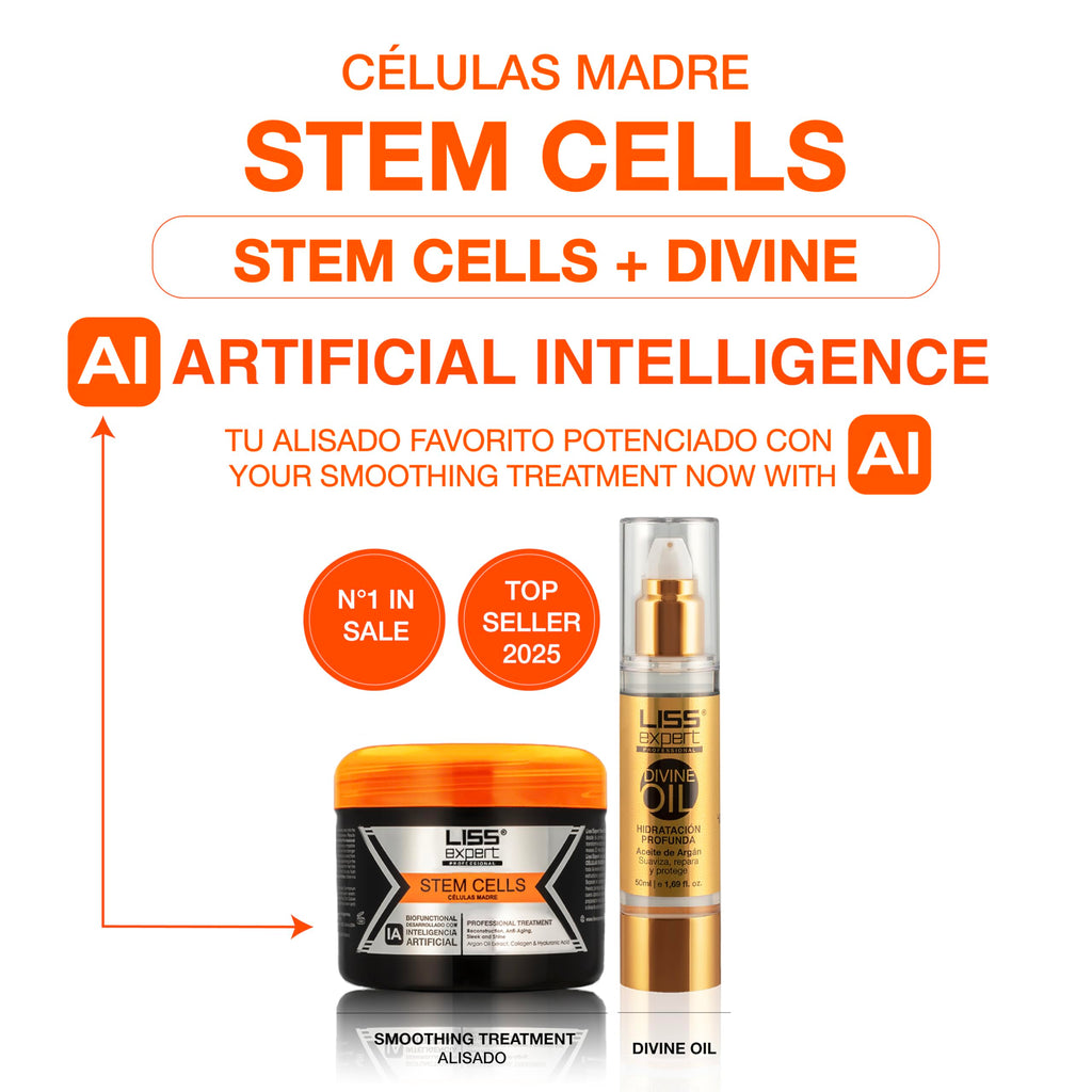 Liss Expert Hair Treatment Set – Stem Cells Express 8.45 oz + Divine Oil 1.69 oz | Organic Smoothing Treatment