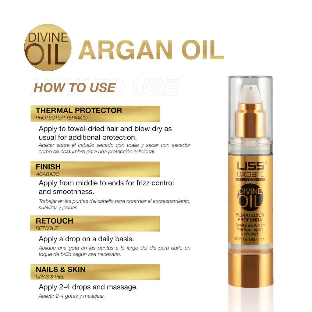 Liss Expert Hair Treatment Set – Stem Cells Express 8.45 oz + Divine Oil 1.69 oz | Organic Smoothing Treatment