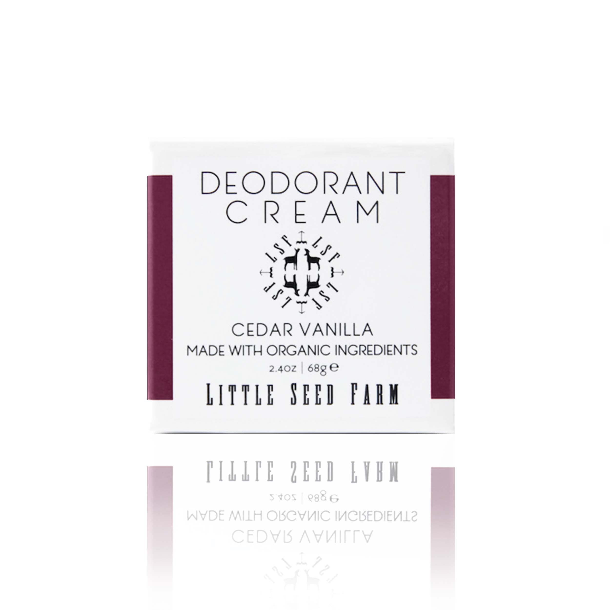Little Seed Farm Cedar Vanilla All-Natural Deodorant Cream – Aluminum-Free, 2.4oz / 68g