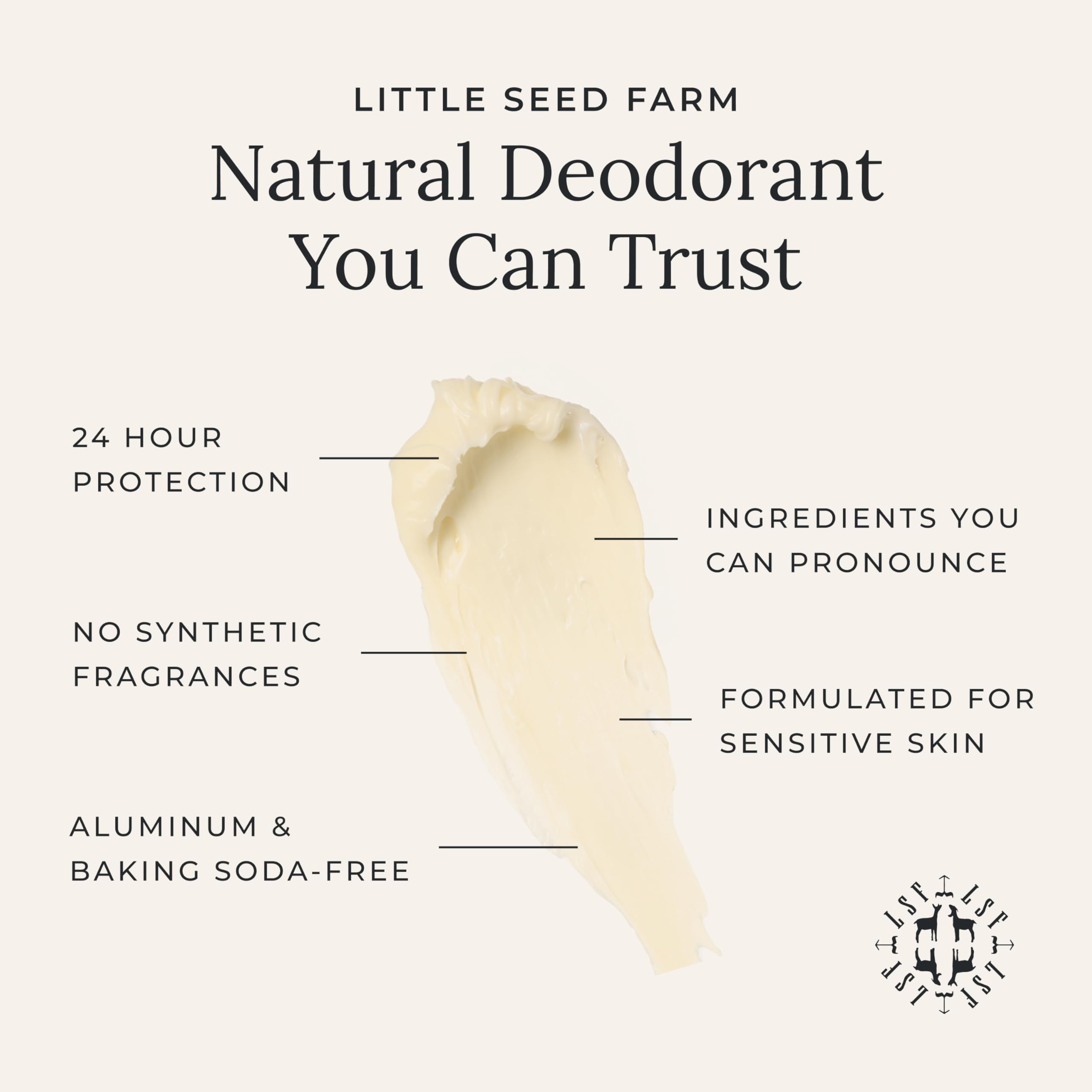 Little Seed Farm All Natural Deodorant Cream – Rosemary Patchouli | Aluminum-Free for Women & Men, 2.4 oz (68 g)
