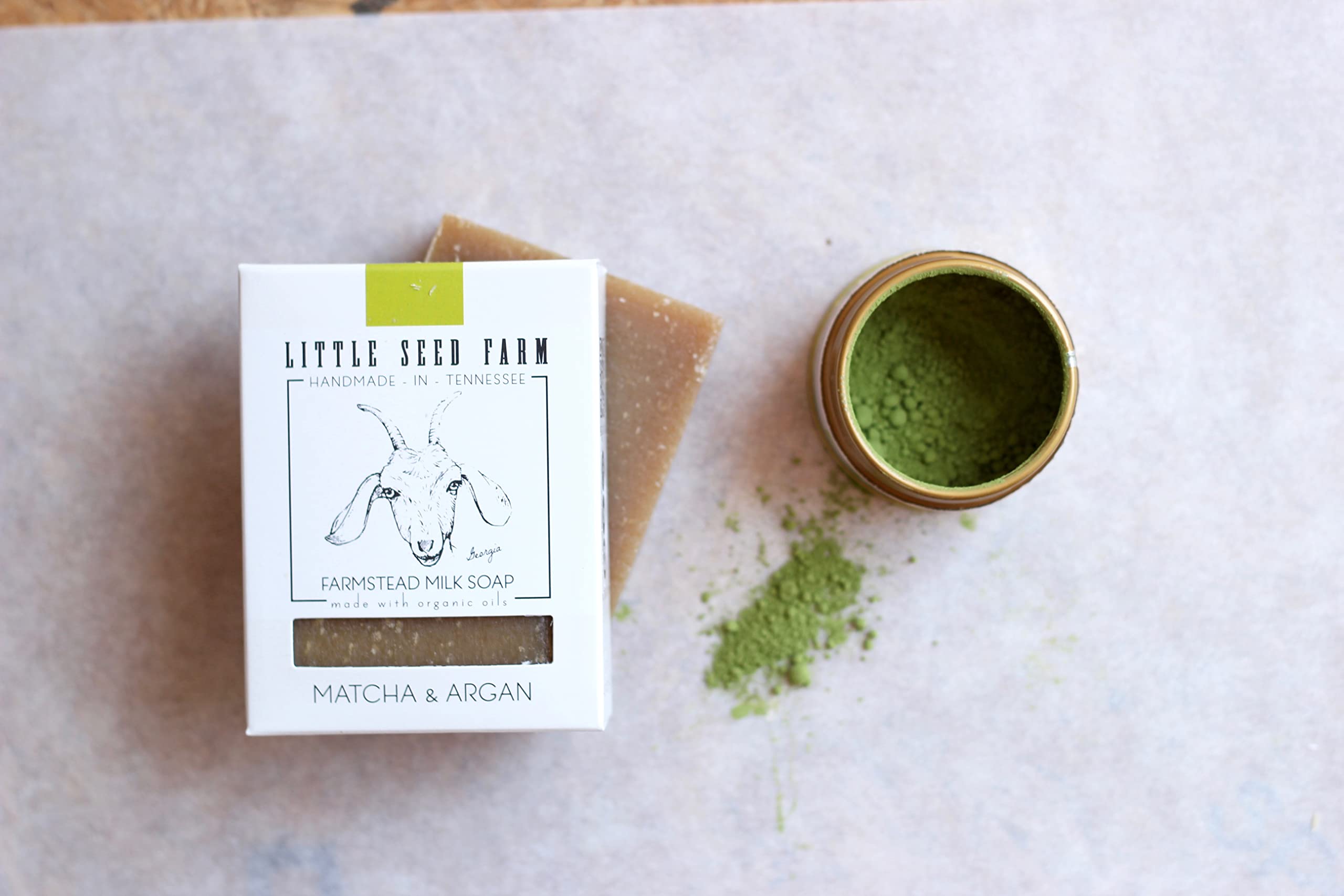 Little Seed Farm Organic Goat’s Milk Soap – 3 Pack (Matcha & Argan) – Handmade & Cruelty Free