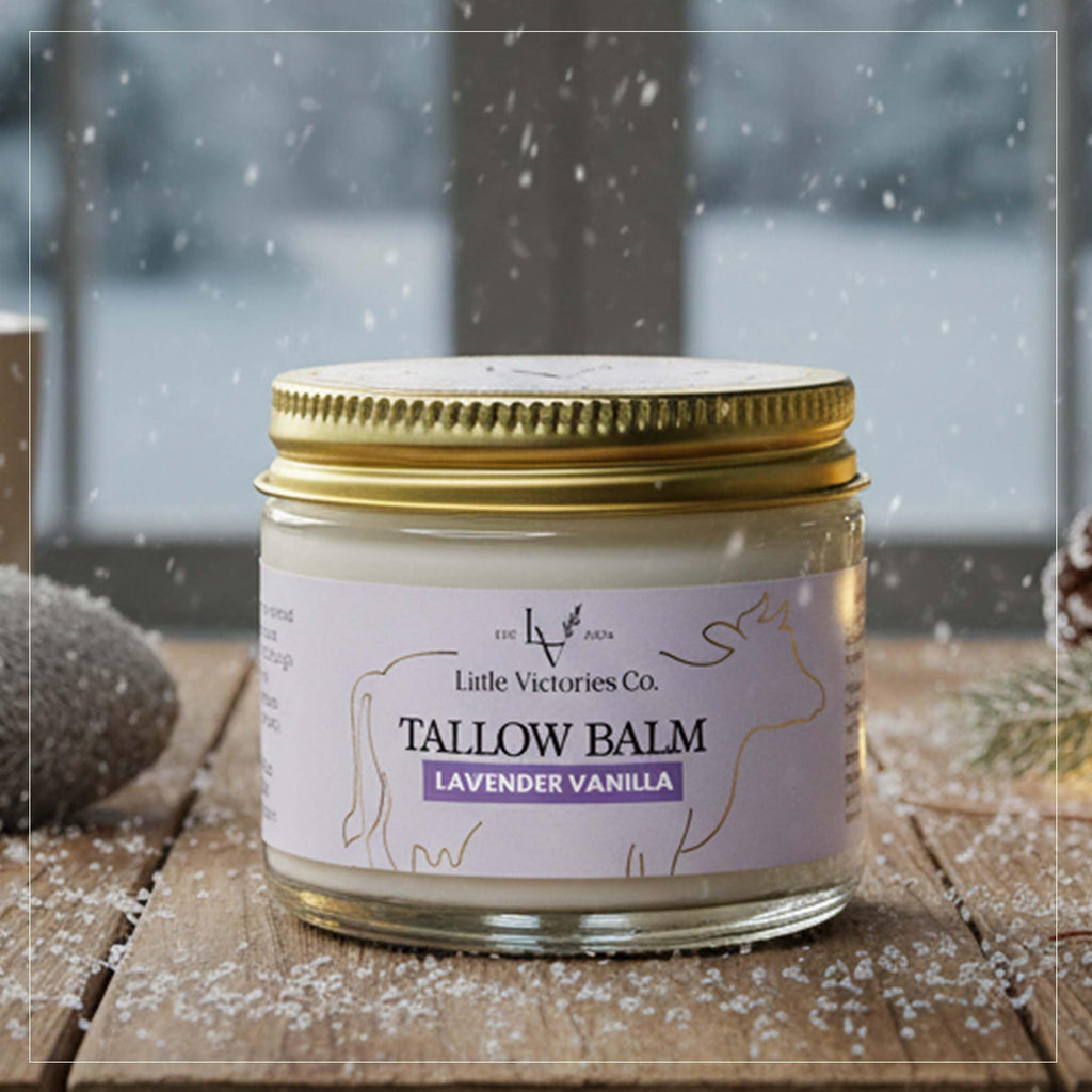 Little Victories Co. 2.0 fl oz Grass-Fed Beef Tallow & Honey Balm – Lavender Vanilla Skin Moisturizer