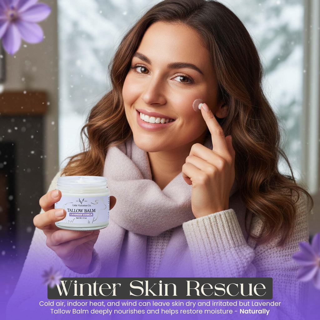 Little Victories Co. 2.0 fl oz Grass-Fed Beef Tallow & Honey Balm – Lavender Vanilla Skin Moisturizer