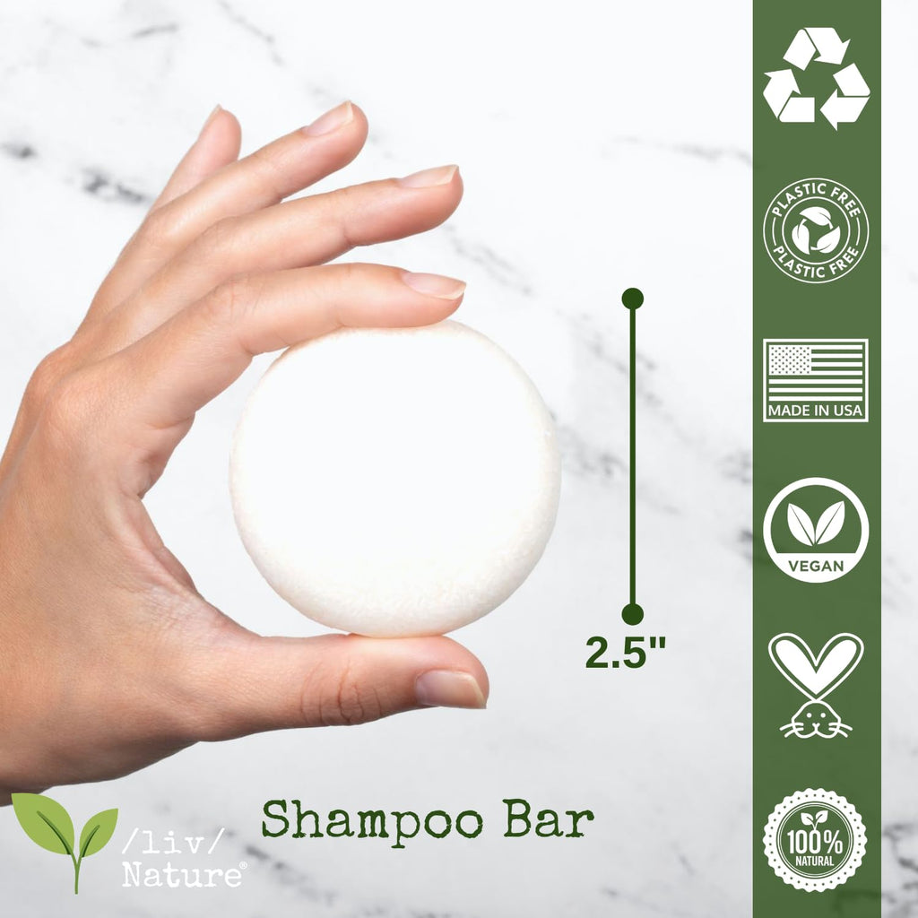 Liv Nature Shampoo Bar | Growth & Volume for Thin Hair | Rosemary, Biotin & Castor Oil | Handmade in USA