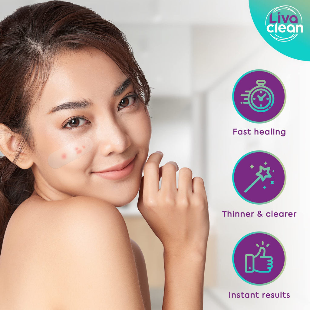 LivaClean Large Hydrocolloid Acne Patches – 20 Patches per Pack, Pack of 2
