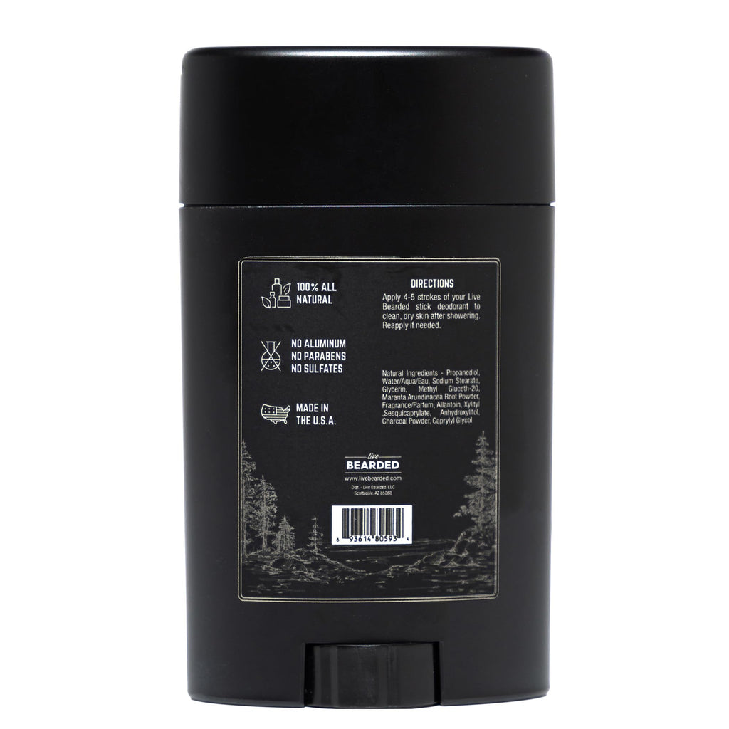 Live Bearded Men's Deodorant – Aluminum Free, Activated Charcoal, Canyon, 3-Stick Travel Size