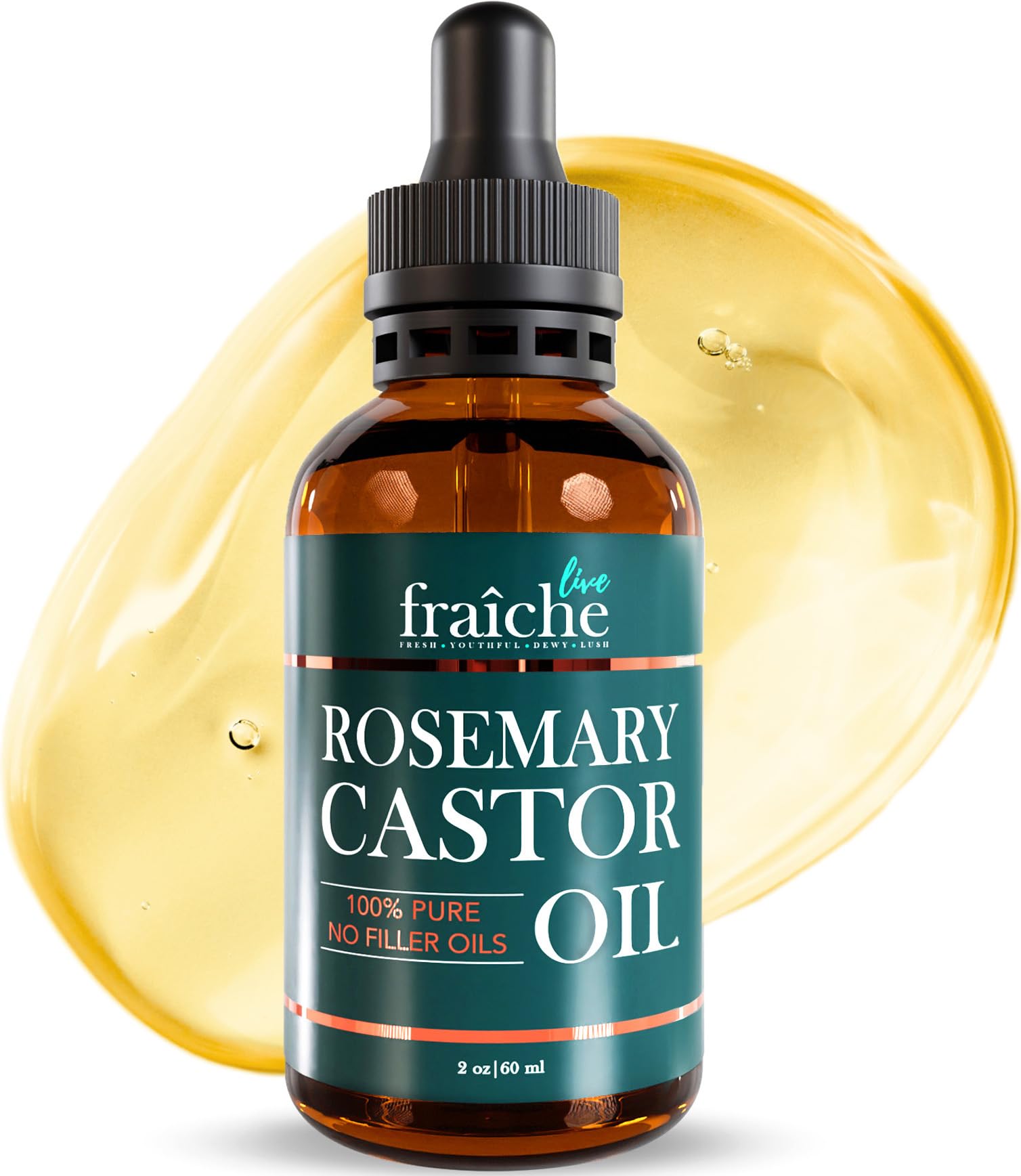 Live Fraiche Rosemary Oil for Hair Growth – 2oz with Cold-Pressed Castor Oil