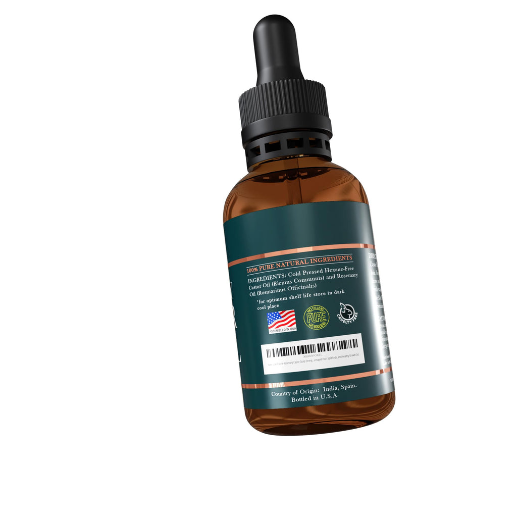 Live Fraiche Rosemary Castor Oil for Hair Growth – 4 oz, Cold-Pressed, No Fillers