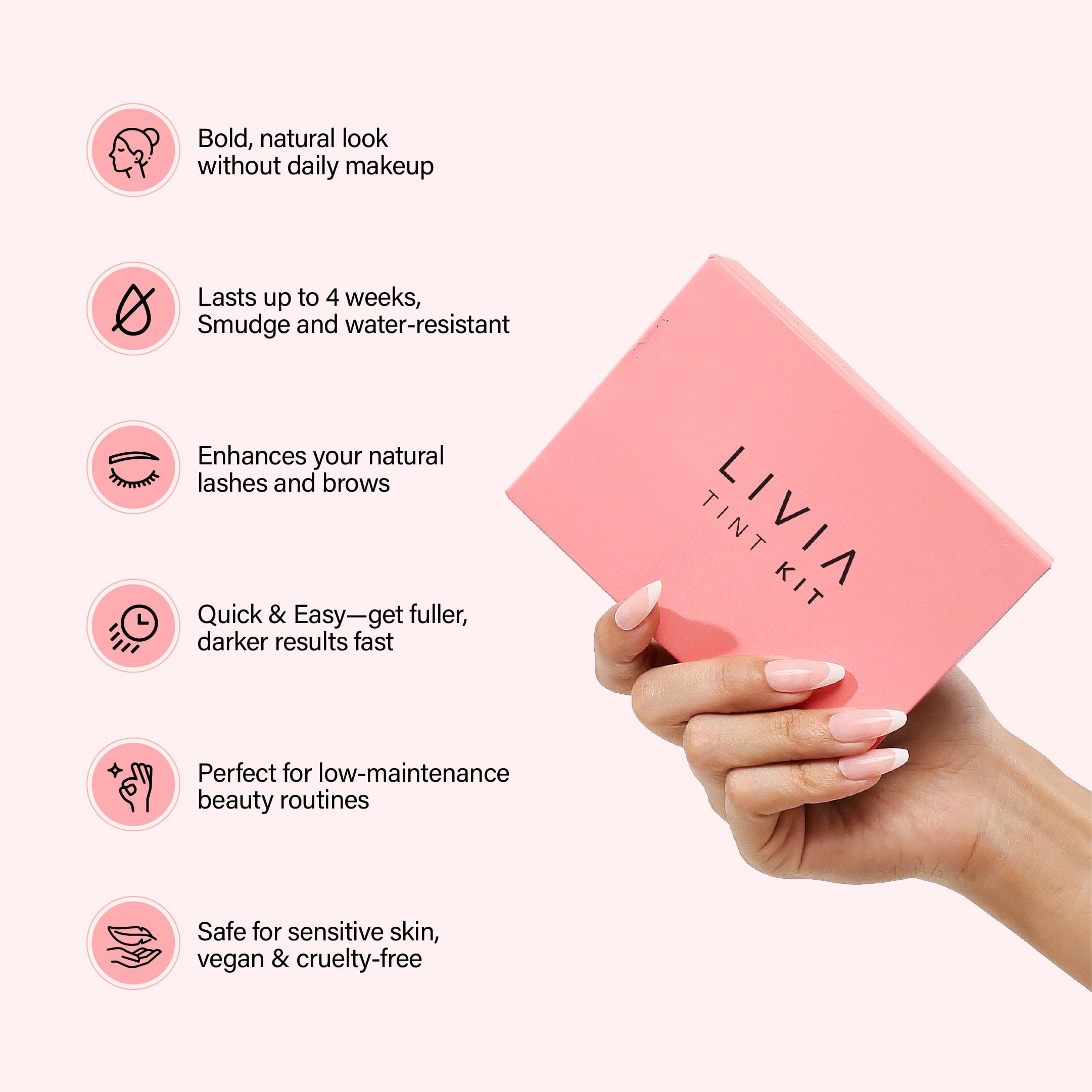 LIVIA Black Lash & Brow Color Set – 4 Weeks of Natural-Look Color, Vegan & Gentle for Sensitive Skin