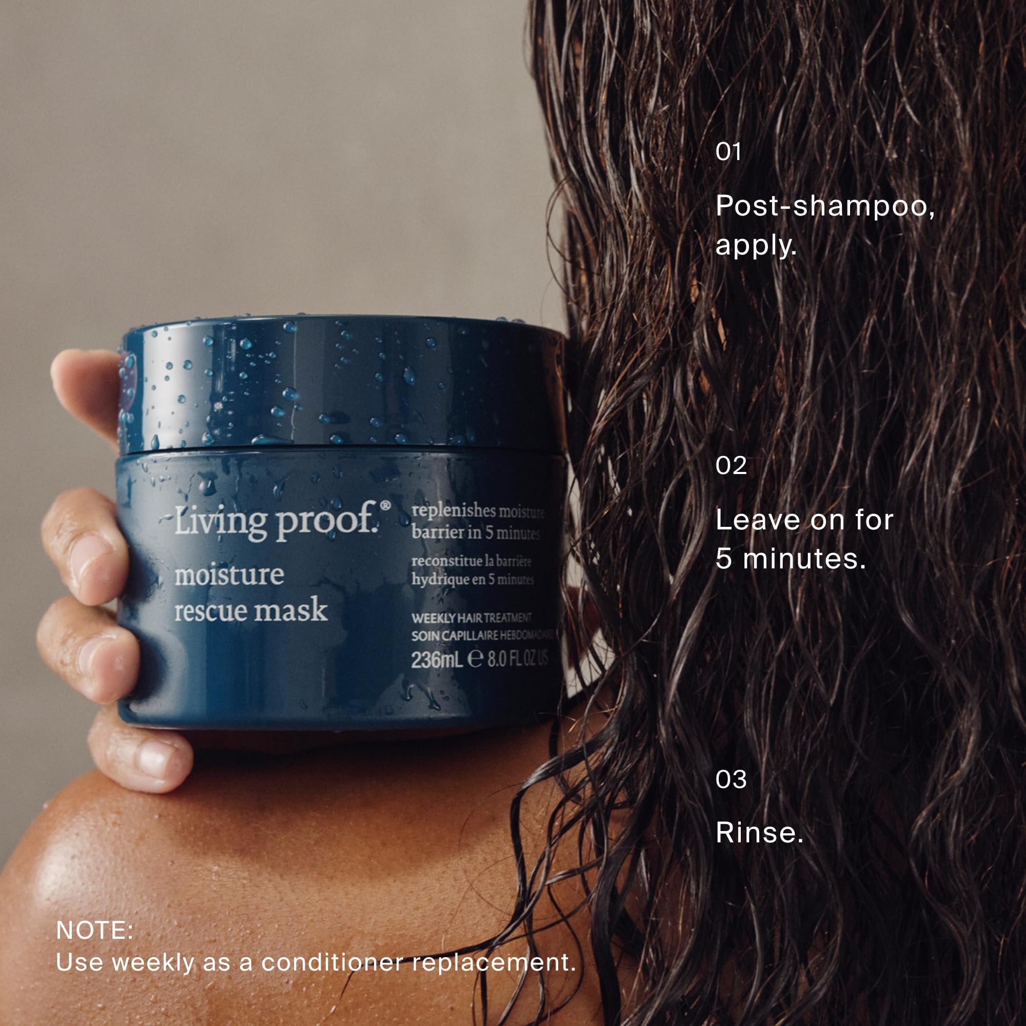 Living Proof Moisture Rescue Mask, 8 oz — Deep Hydration for Silky Hair