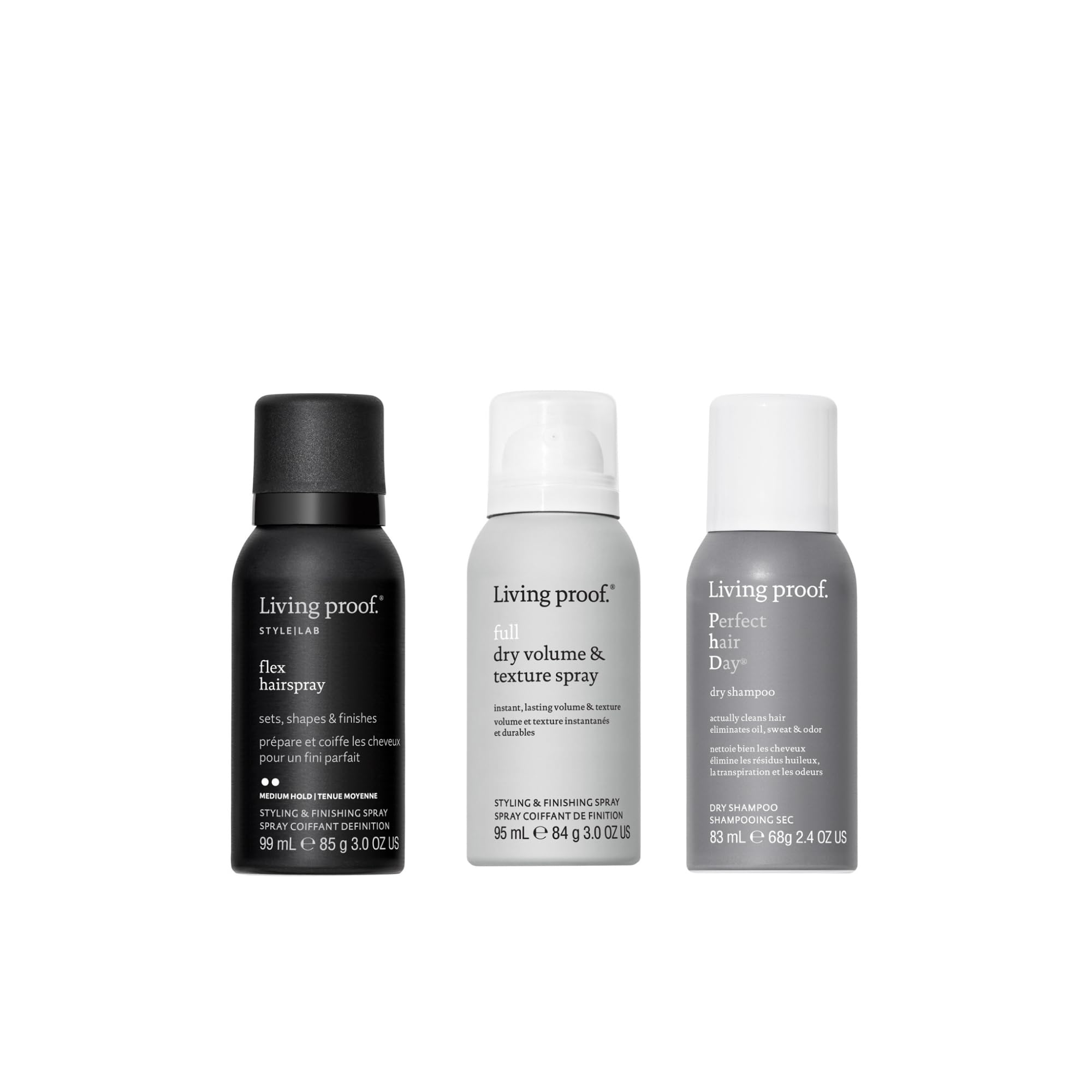 Living Proof Travel-Size Dry Stylers Bundle ($53 Value) – On-The-Go Volume, Texture & Cleanse