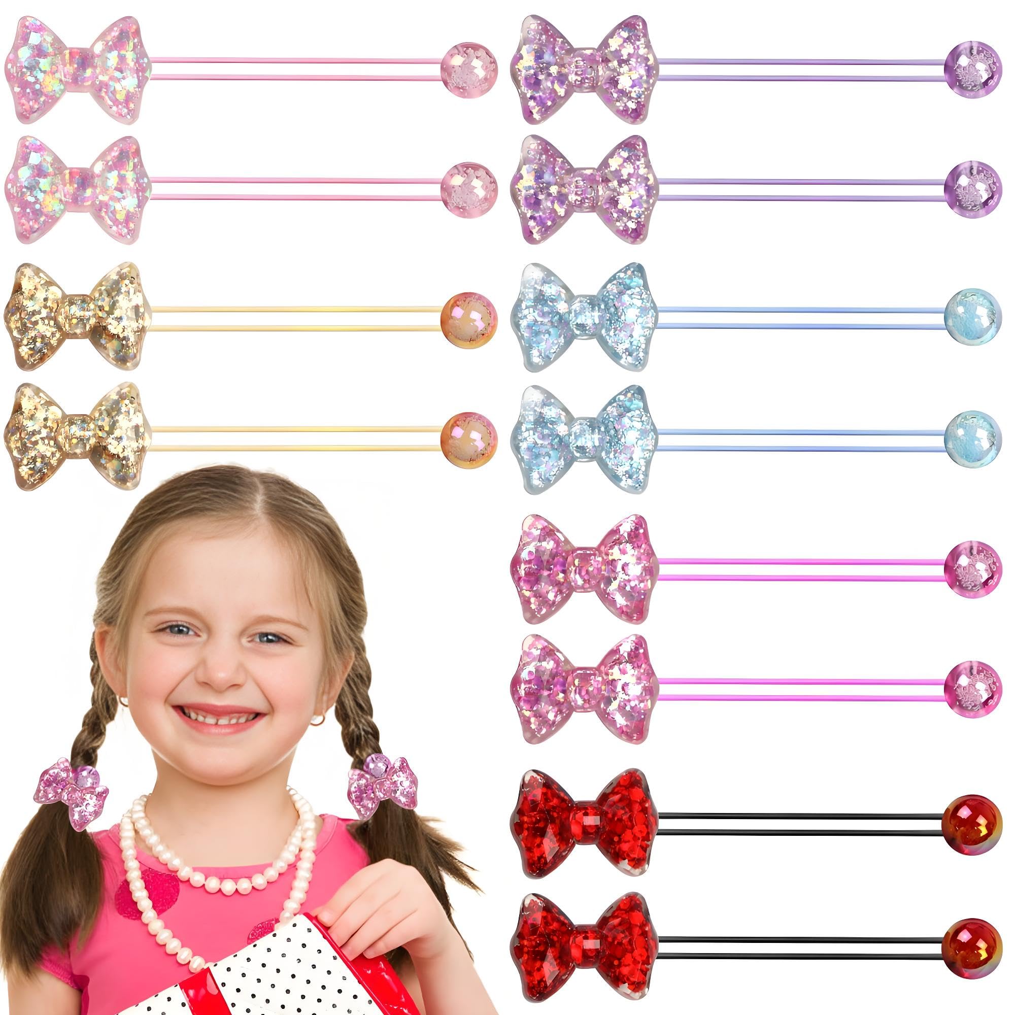 LIYAZHIL 12Pcs Ball Charm Hair Ties for Little Girls – Colorful Camellia Bead Bands