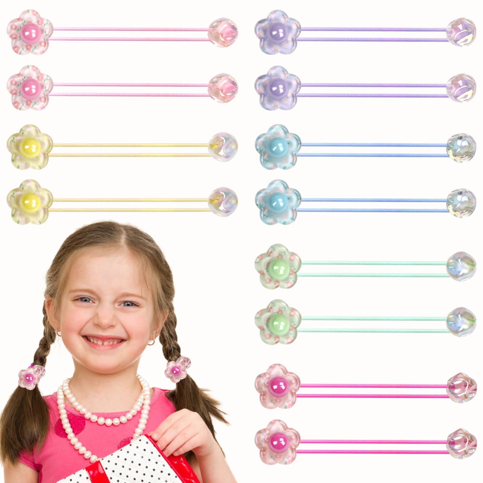 LIYAZHIL 12Pcs Ball Charm Hair Ties for Little Girls – Non-Damaging Ponytail Holders