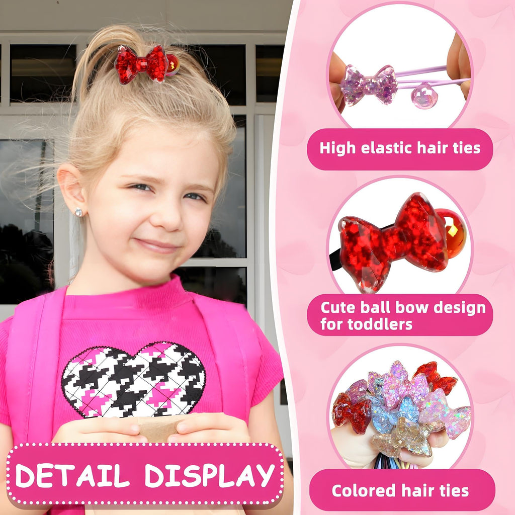 LIYAZHIL 12Pcs Ball Charm Hair Ties for Little Girls – Colorful Camellia Bead Bands