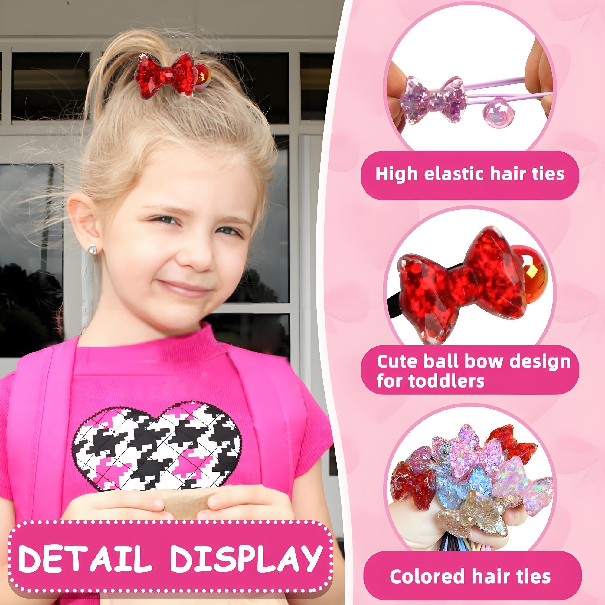 LIYAZHIL 12Pcs Ball Charm Hair Ties for Little Girls – Colorful Camellia Bead Bands