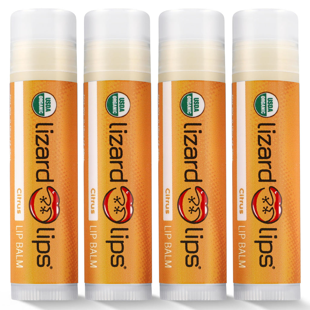 LizardLips Citrus Lip Balm – USDA Organic, Travel-Ready Lip Moisturizer