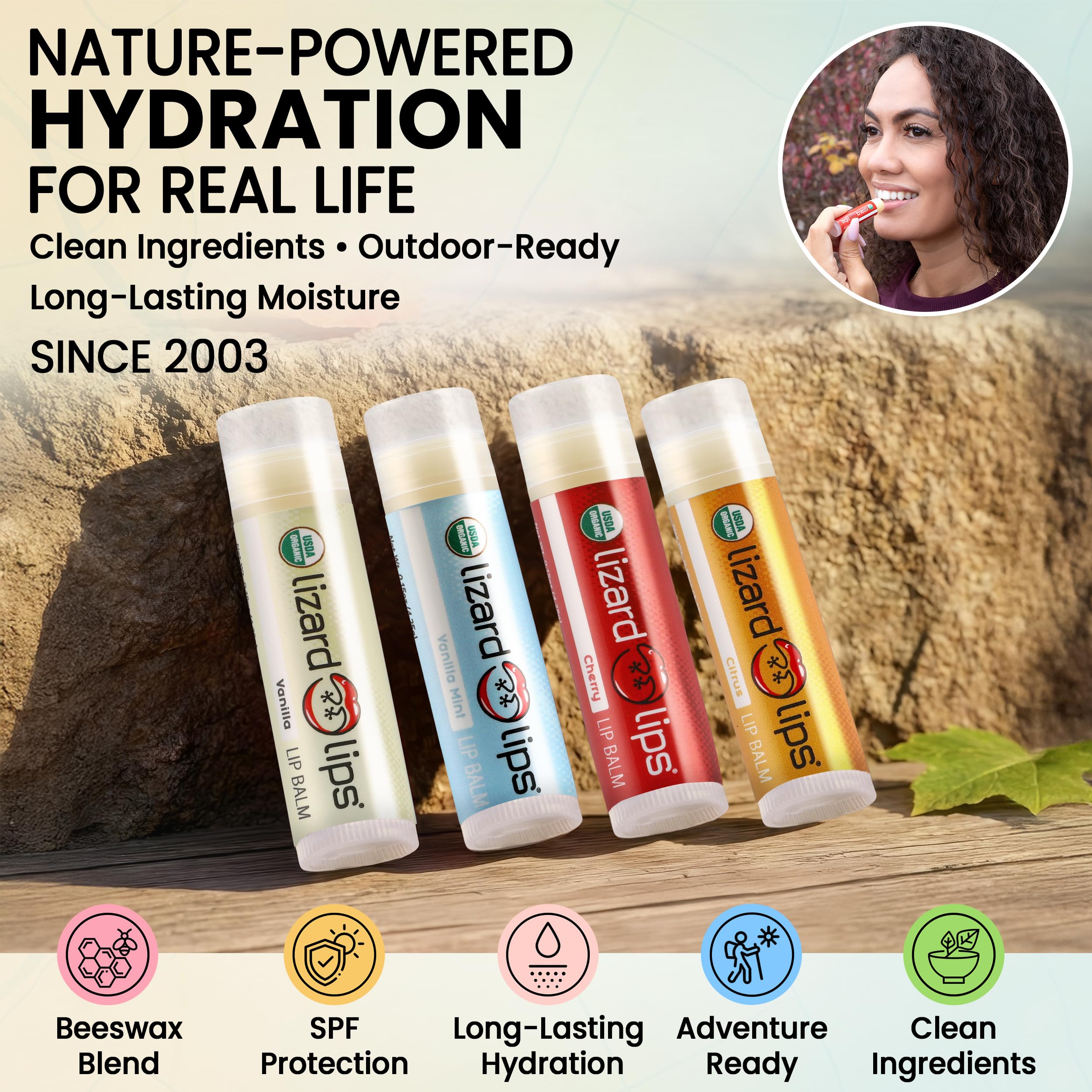 LizardLips Citrus Lip Balm – USDA Organic, Travel-Ready Lip Moisturizer