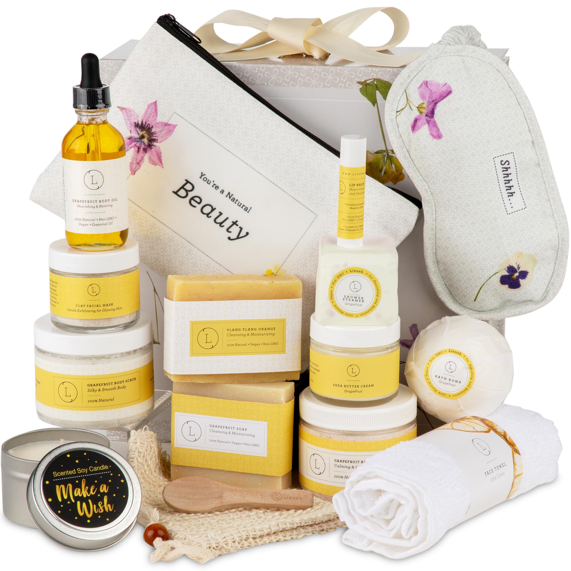 Lizush Luxury Citrus Spa Gift Basket – 15-Piece Handmade Self-Care Set