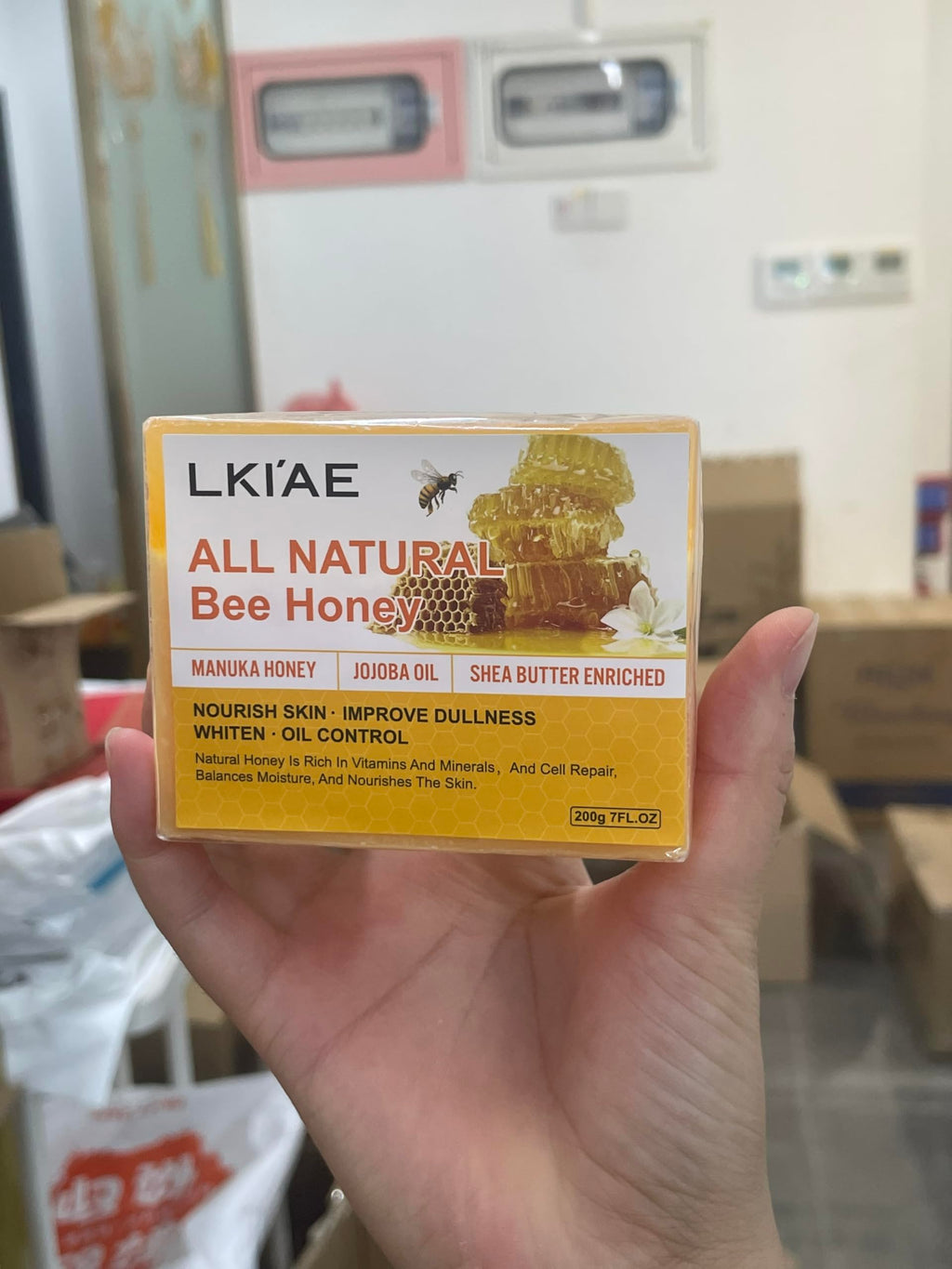 LKI'AE All Natural Honey Soap – Handmade Moisturizing Bar with Manuka Honey, Jojoba Oil & Shea Butter (Pack of 3)