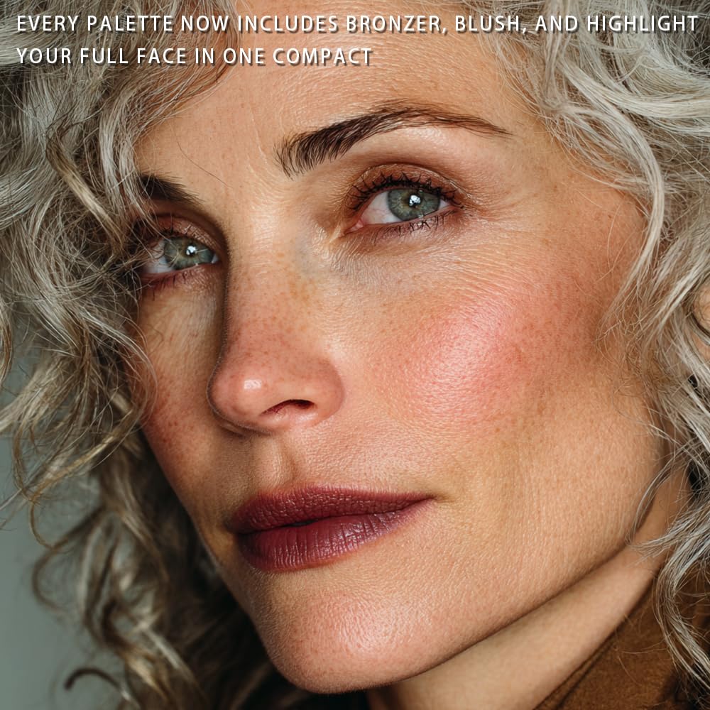 Llasido Baked Face Palette for Mature Skin | Velvet Texture, Vegan & Cruelty-Free, Travel-Ready