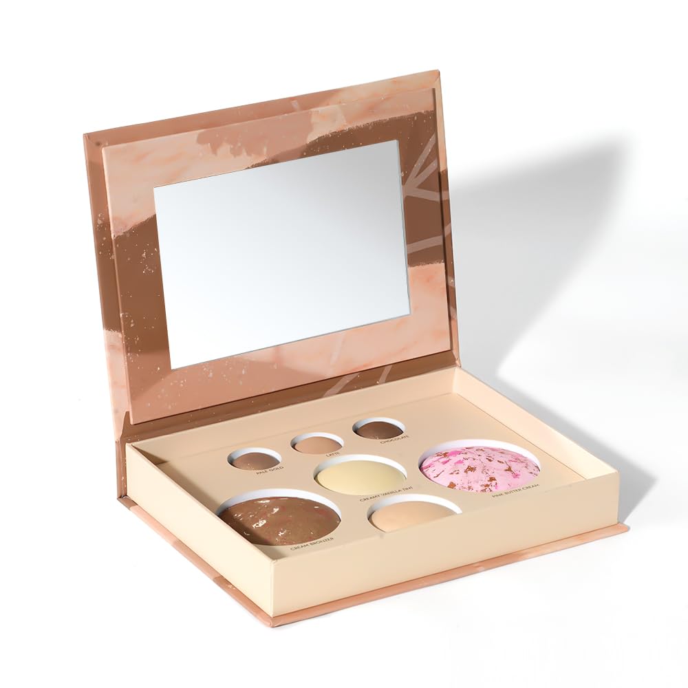 Llasido Baked Face Palette for Mature Skin | Velvet Texture, Vegan & Cruelty-Free, Travel-Ready
