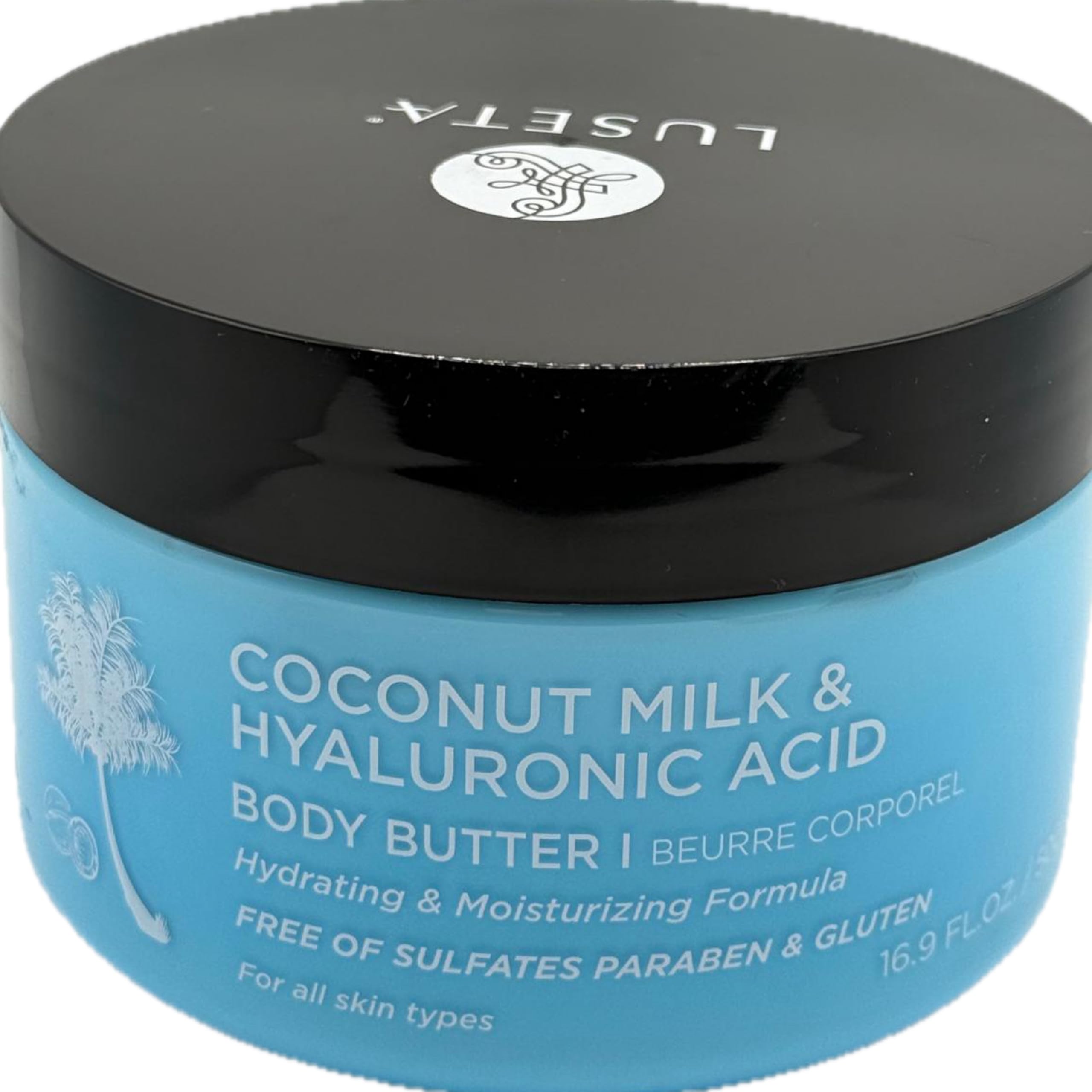 L LUSETA Coconut Milk & Hyaluronic Acid Body Butter – Hydrating, Non-Greasy Moisturizer, 16.9 oz