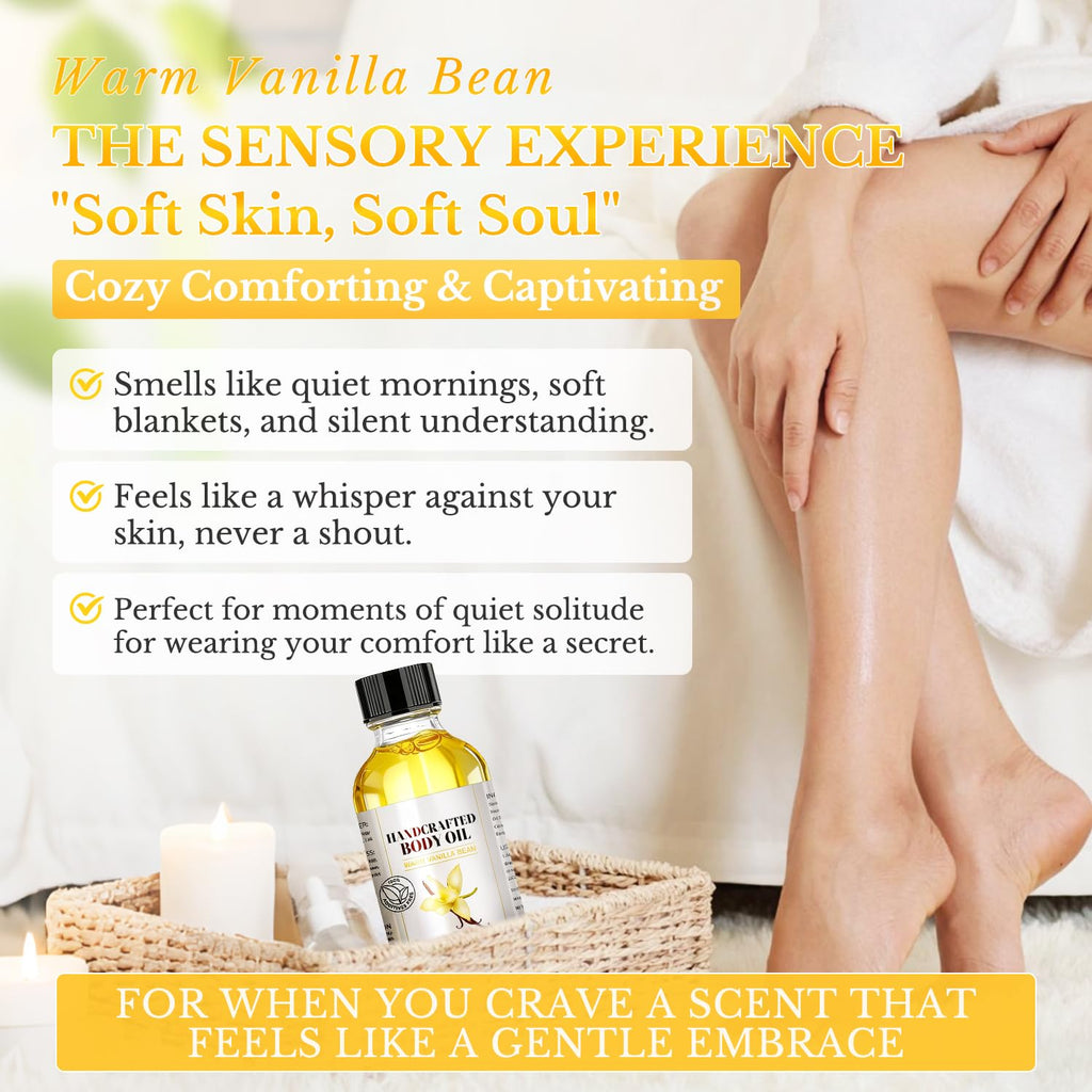LMDGDS Vanilla Body Oil 2-Pack – Long-Lasting Vanilla Scent, Non-Greasy & Fast Absorbing