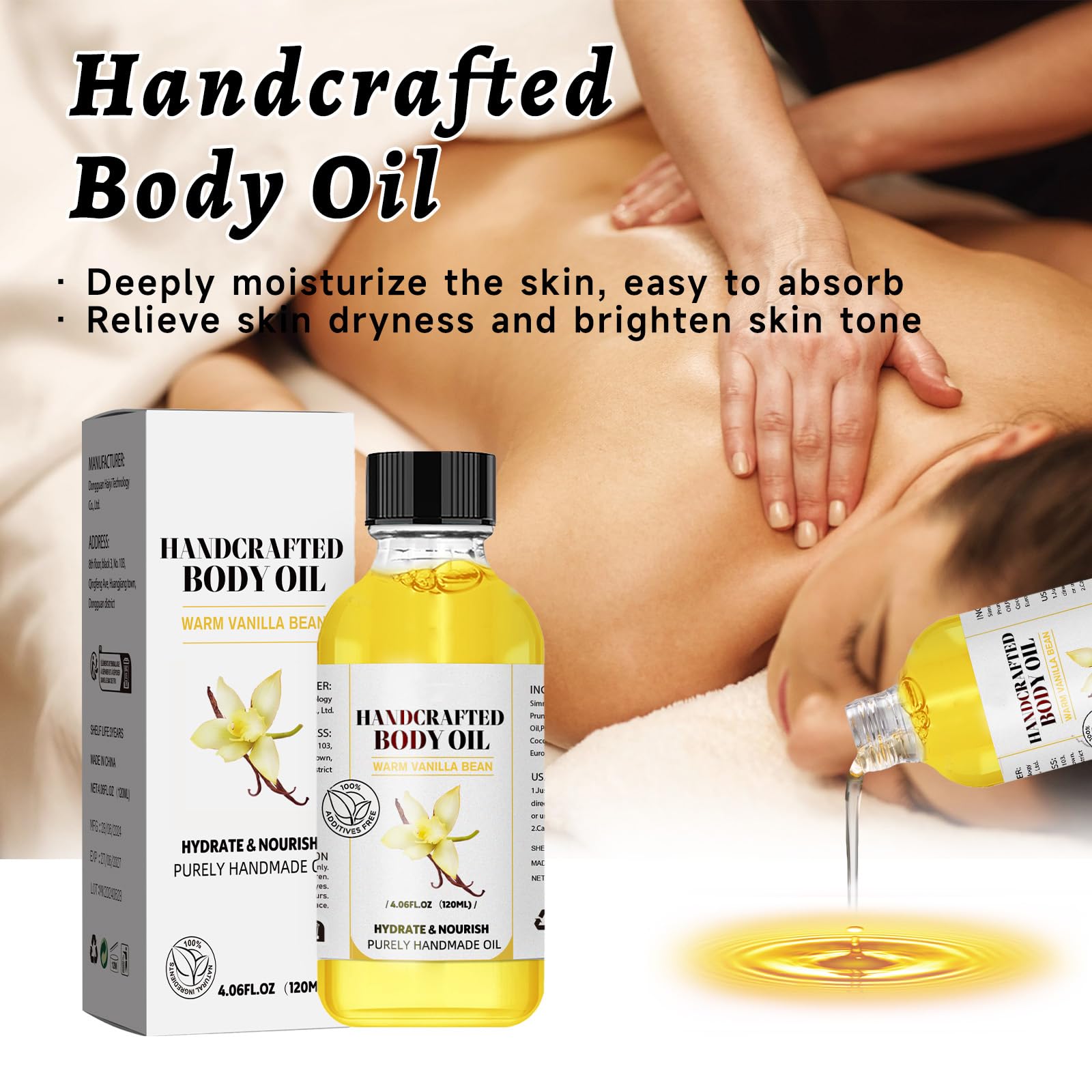 LMDGDS Vanilla Body Oil 2-Pack – Long-Lasting Vanilla Scent, Non-Greasy & Fast Absorbing