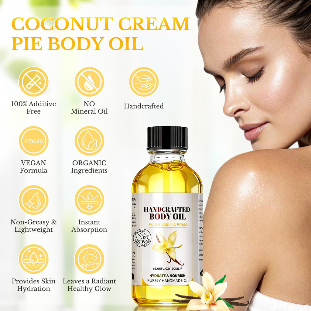 LMDGDS Vanilla Body Oil 2-Pack – Long-Lasting Vanilla Scent, Non-Greasy & Fast Absorbing
