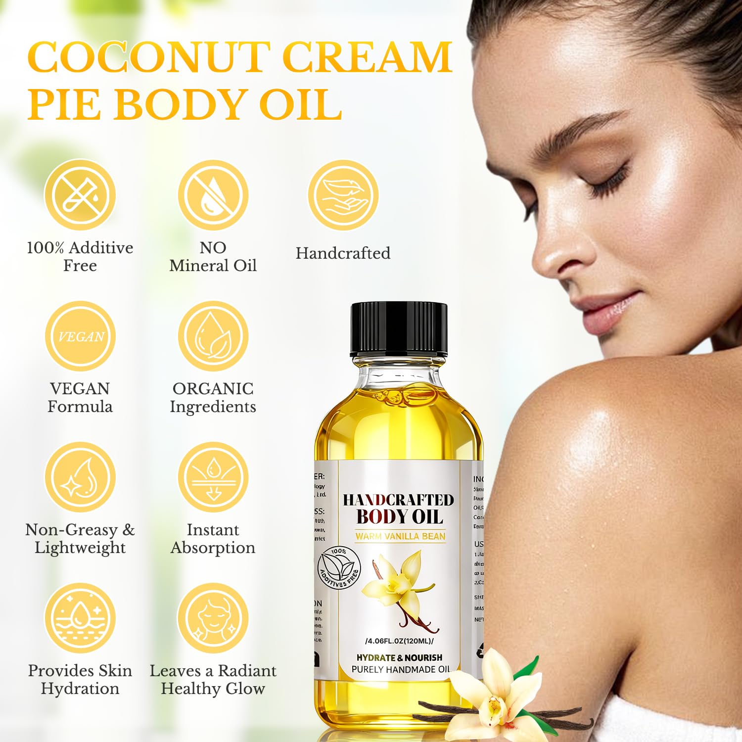 LMDGDS Vanilla Body Oil 2-Pack – Long-Lasting Vanilla Scent, Non-Greasy & Fast Absorbing